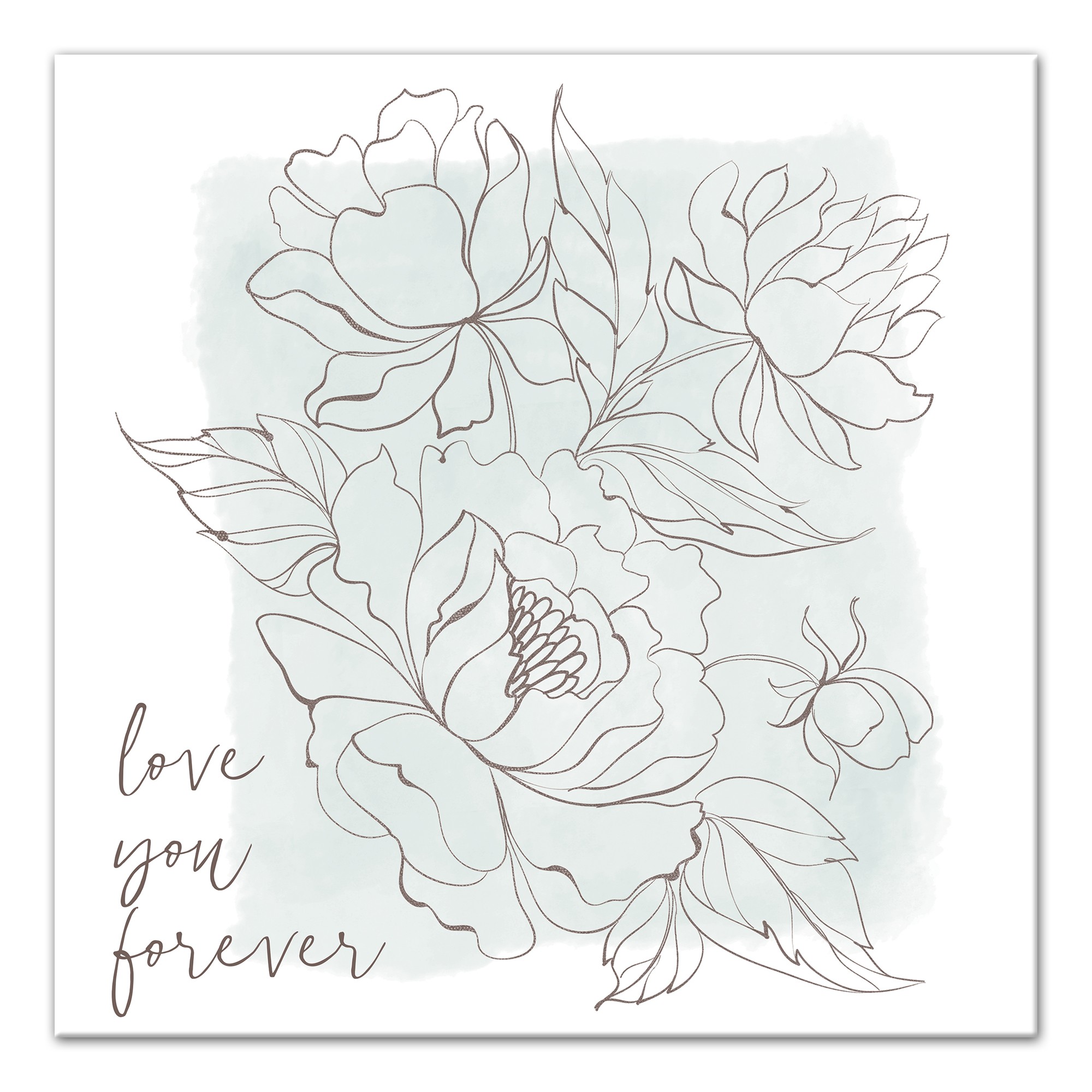 Love You Forever Flowers 16x16 Canvas Wall Art