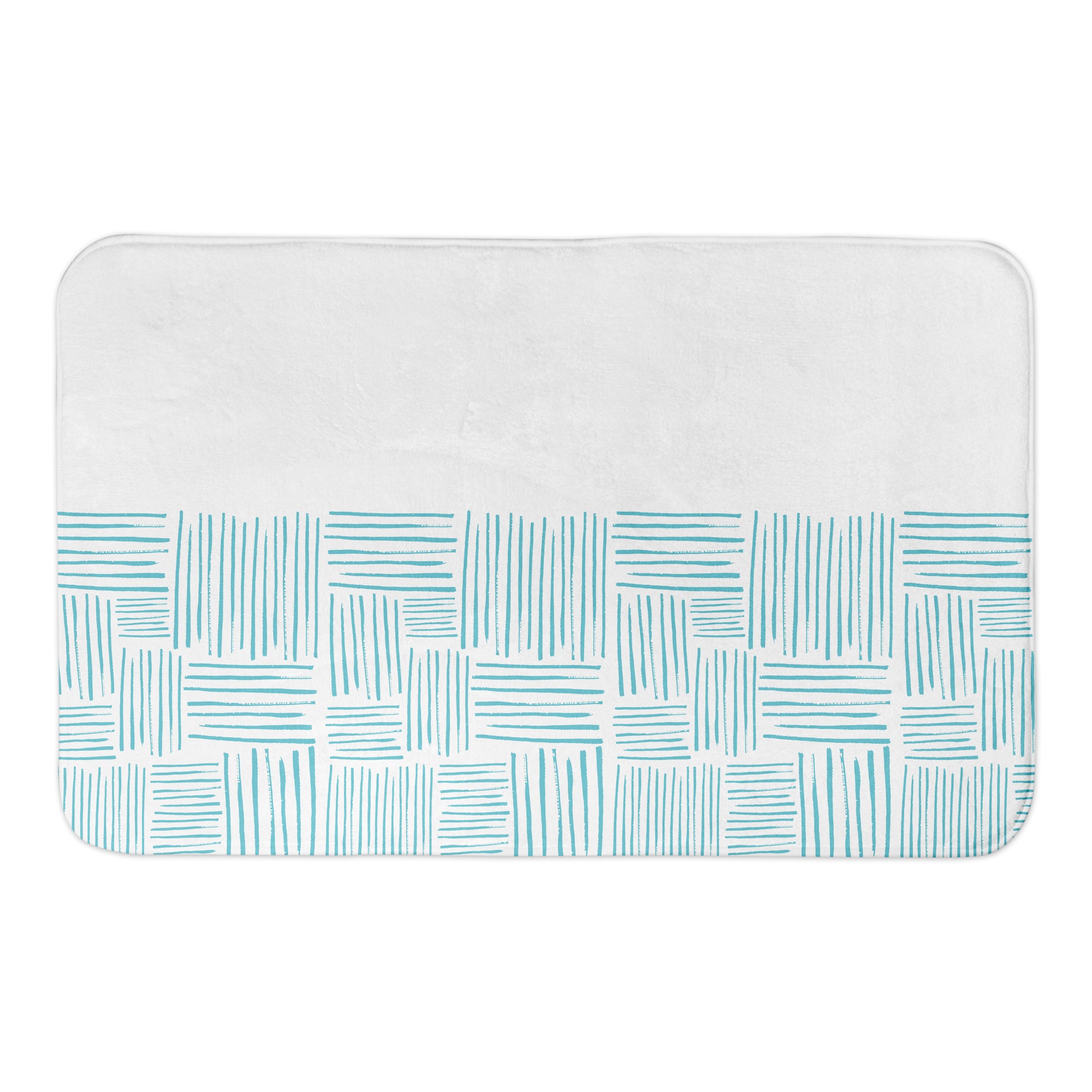 Teal Crosshatch 34x21 Bath Mat