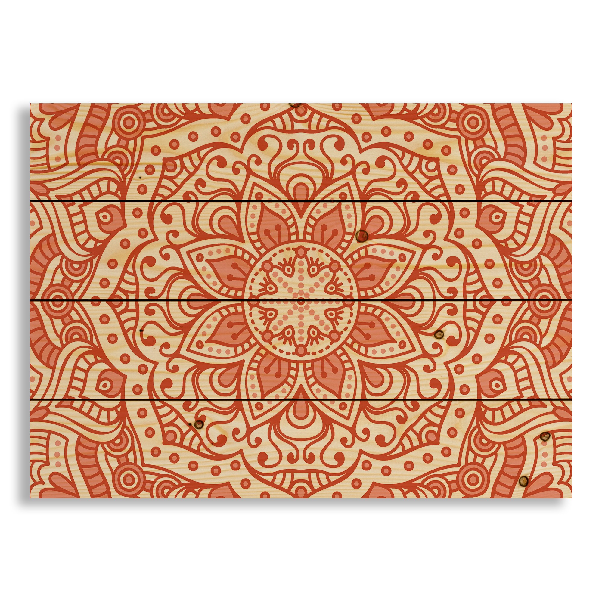 Orange Mandala 20x14 Pallet Wood Art