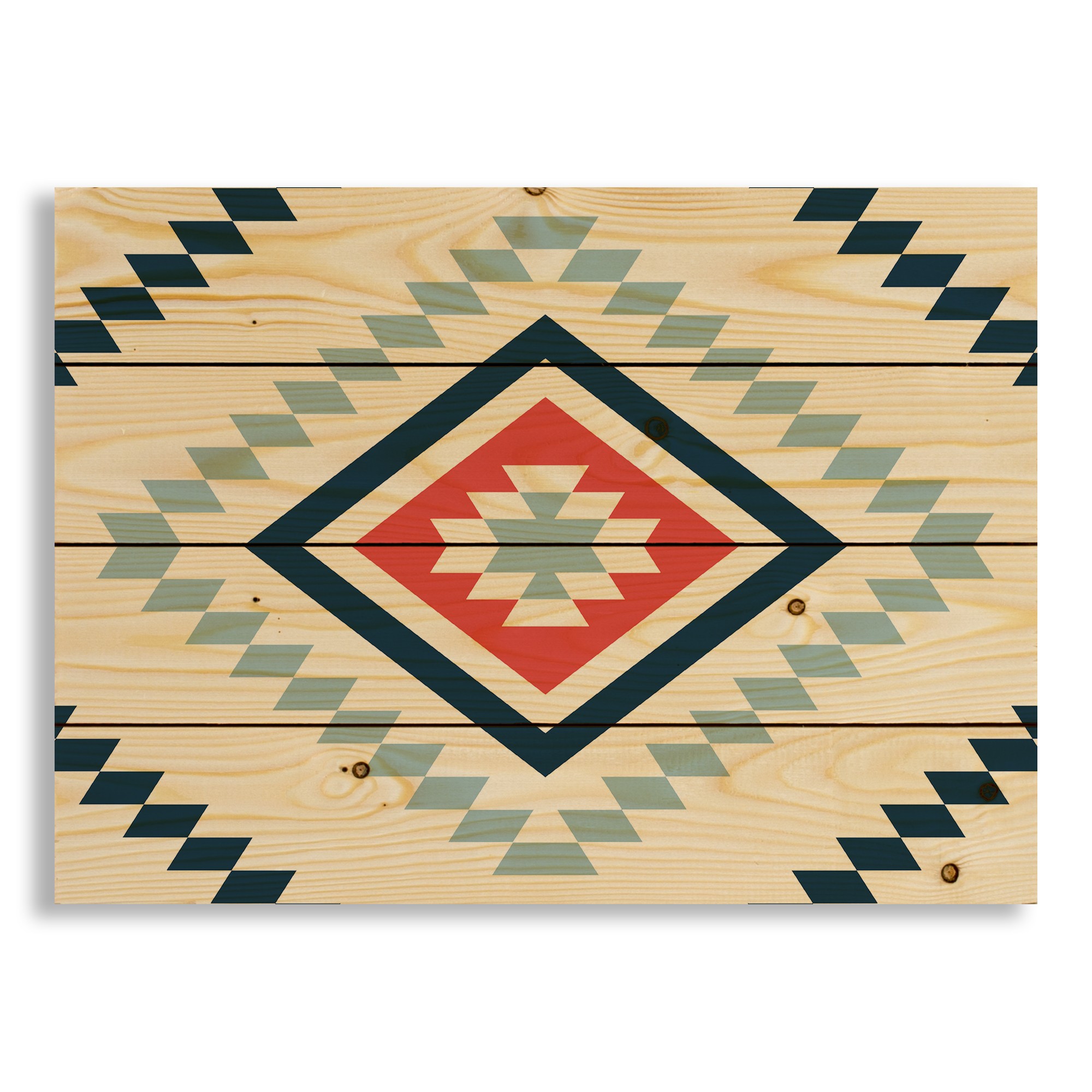 Blue Tribal Pattern 20x14 Pallet Wood Art