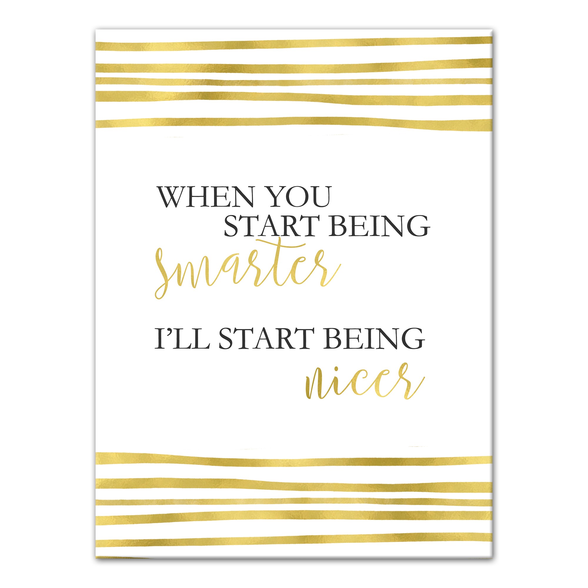 When You Start Being Smarter I'll Start Being Nicer 12x16 Canvas Wall Art