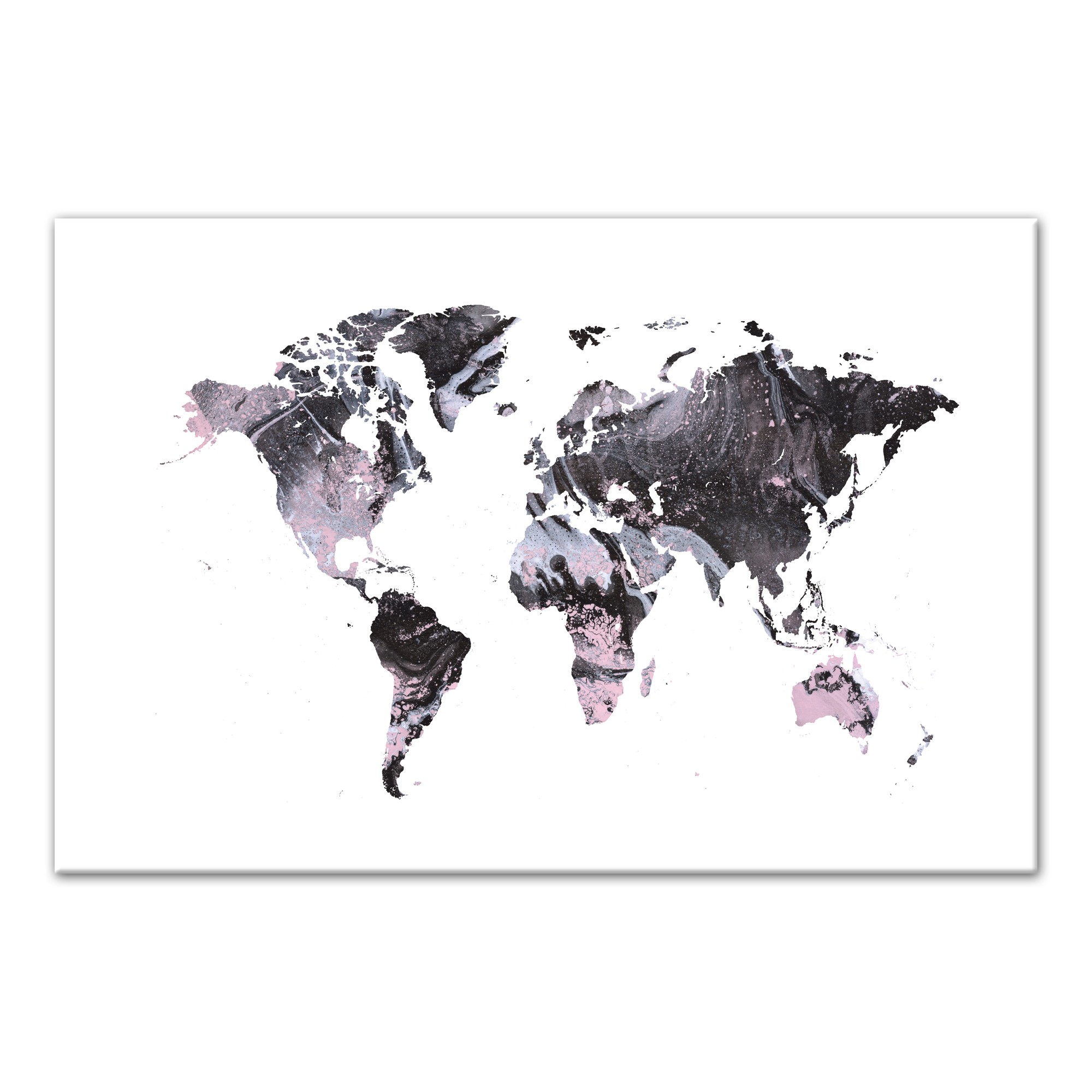 Black and White World Map 24x36 Canvas Wall Art