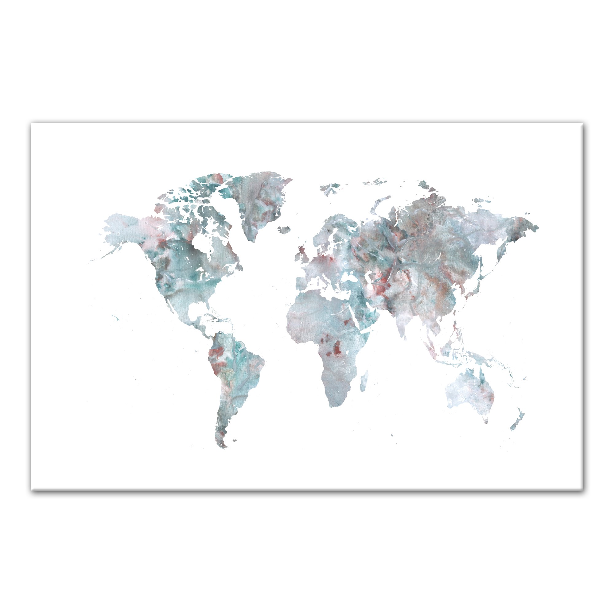 Greige World Map 24x36 Canvas Wall Art