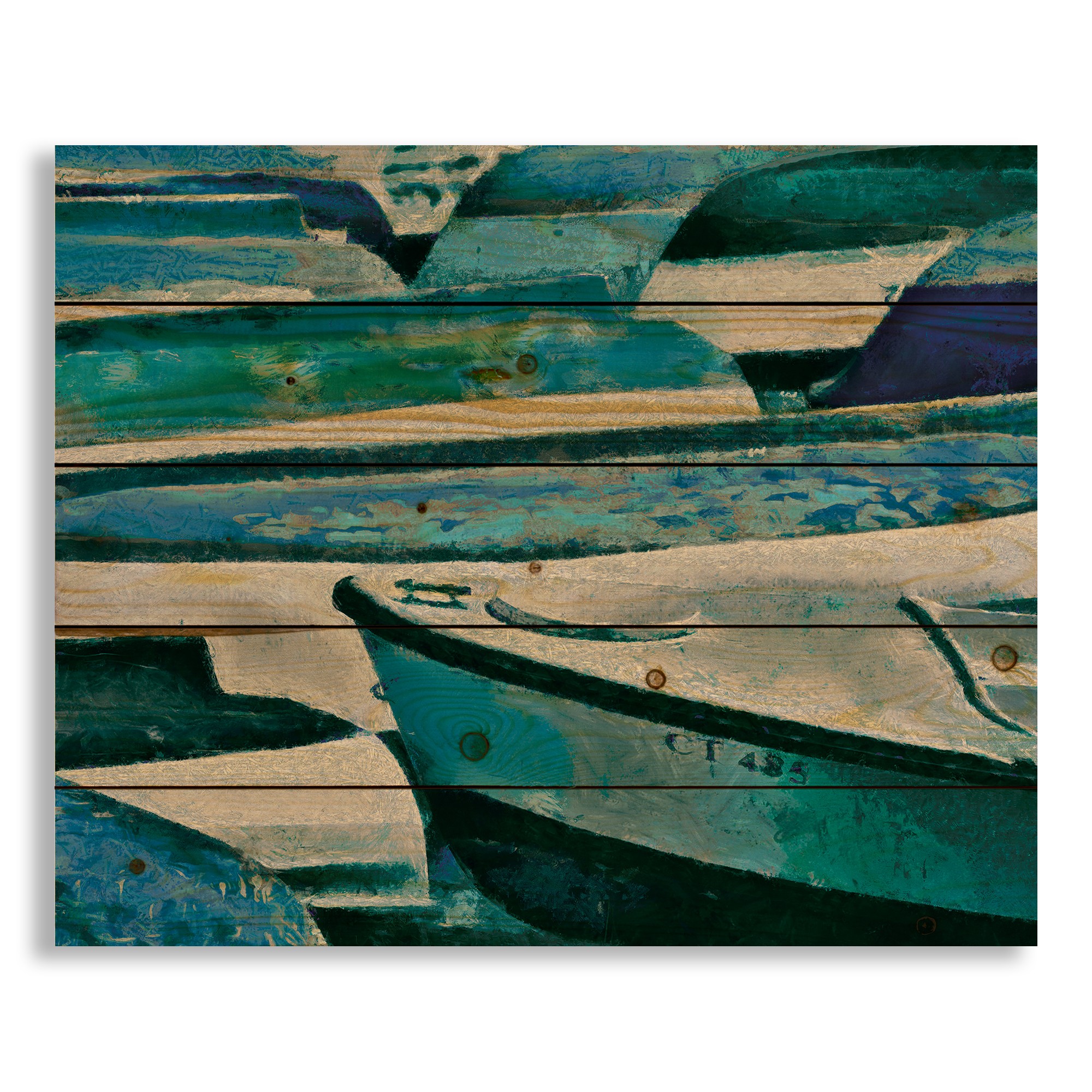 Colorful Bobbing Boats 22x18 Pallet Wood Art
