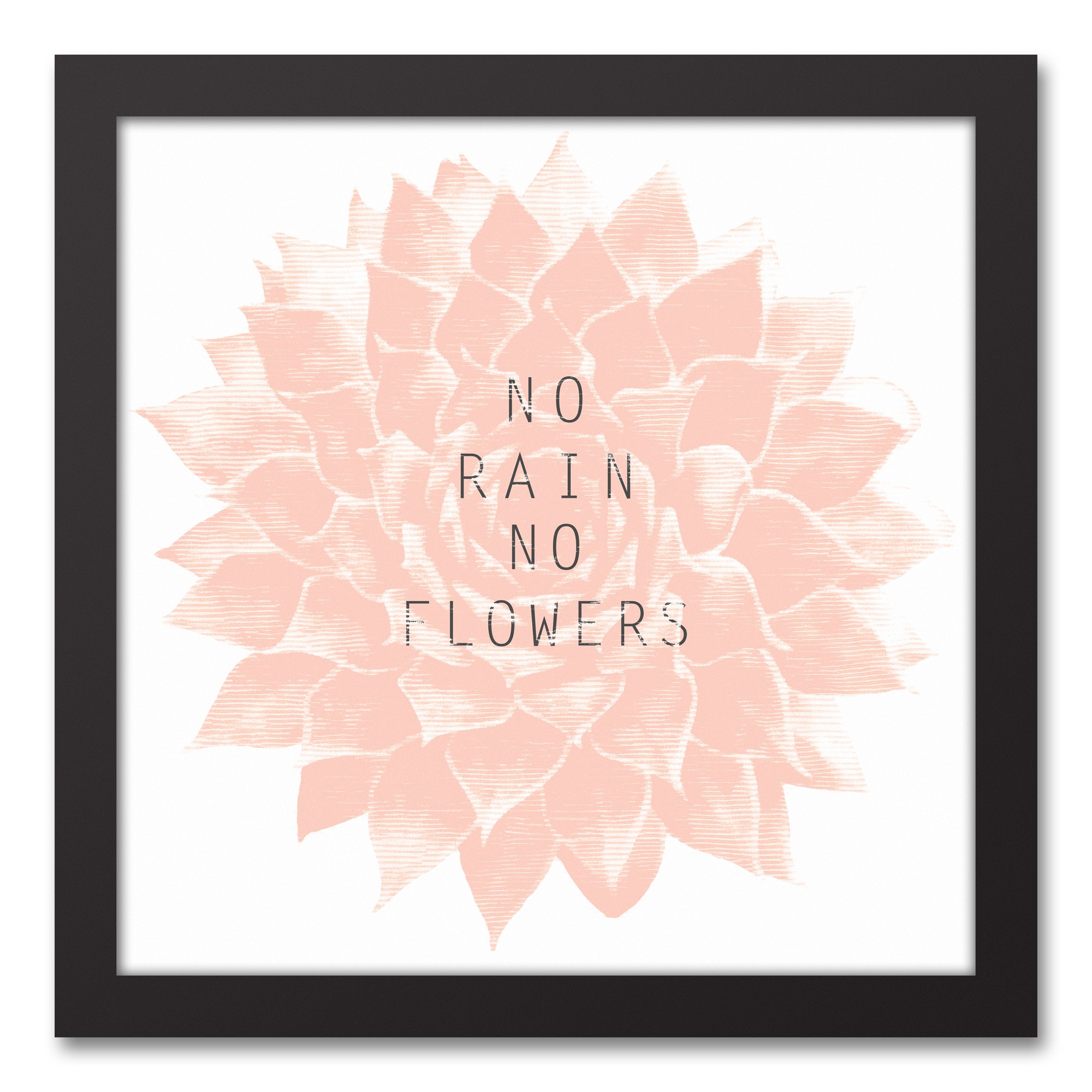 No Rain, No Flowers 12x12 Black Framed Canvas