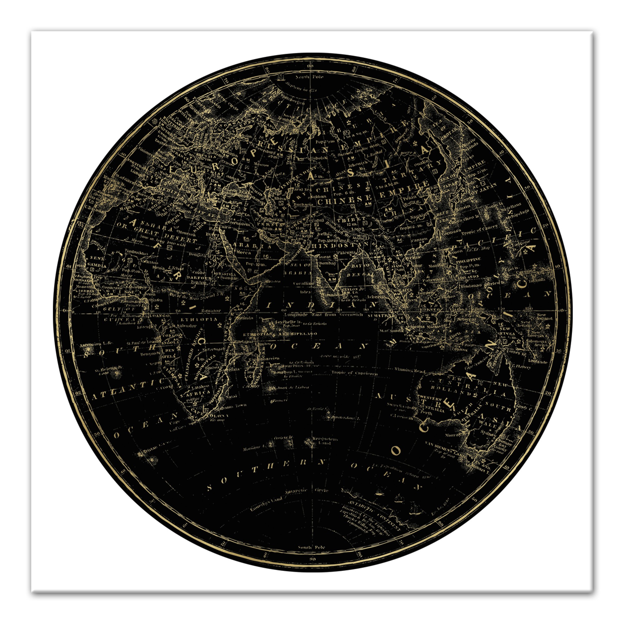 Globe Circle Print 3 24x24 Canvas Wall Art