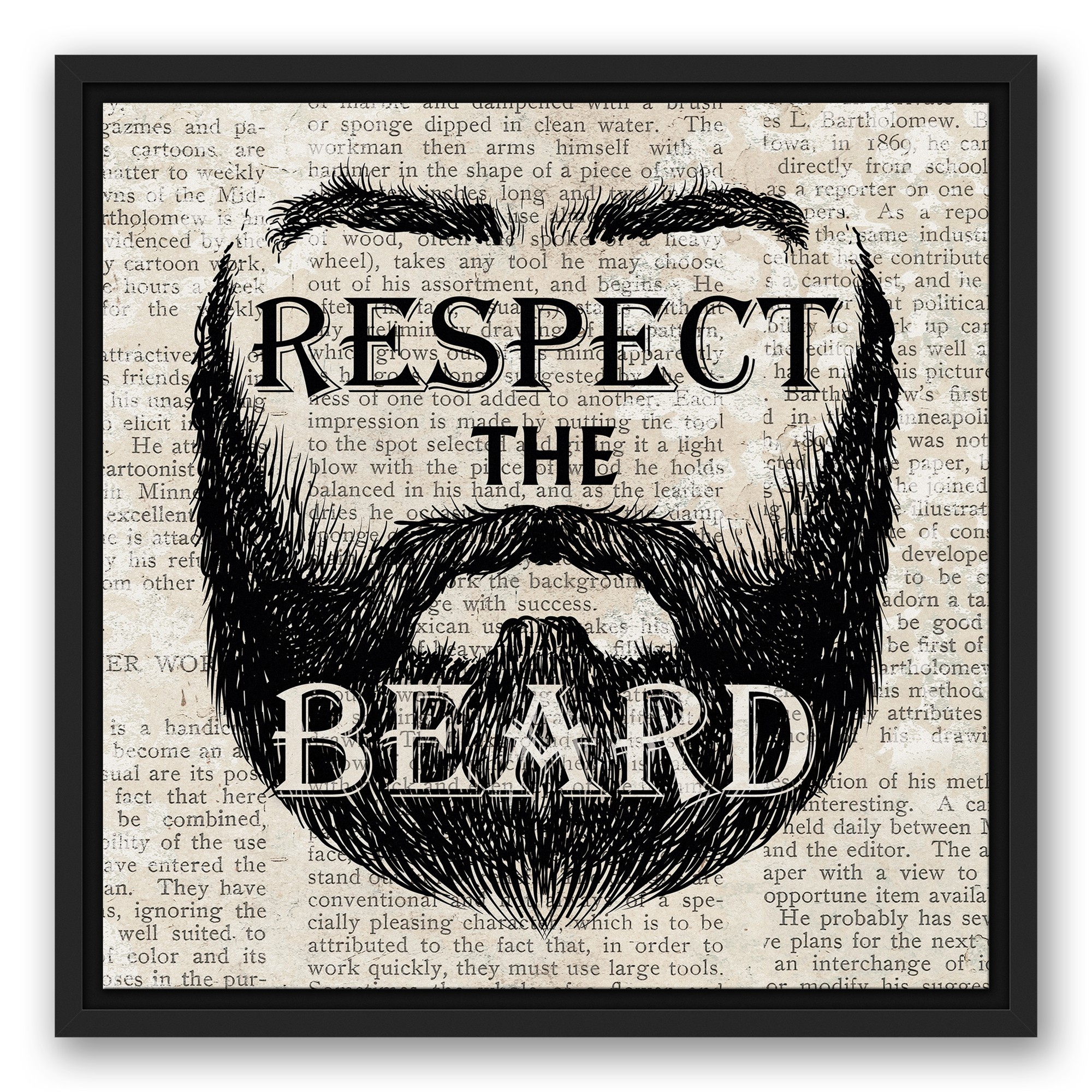 Respect the Beard 16x16 Black Floating Framed Canvas