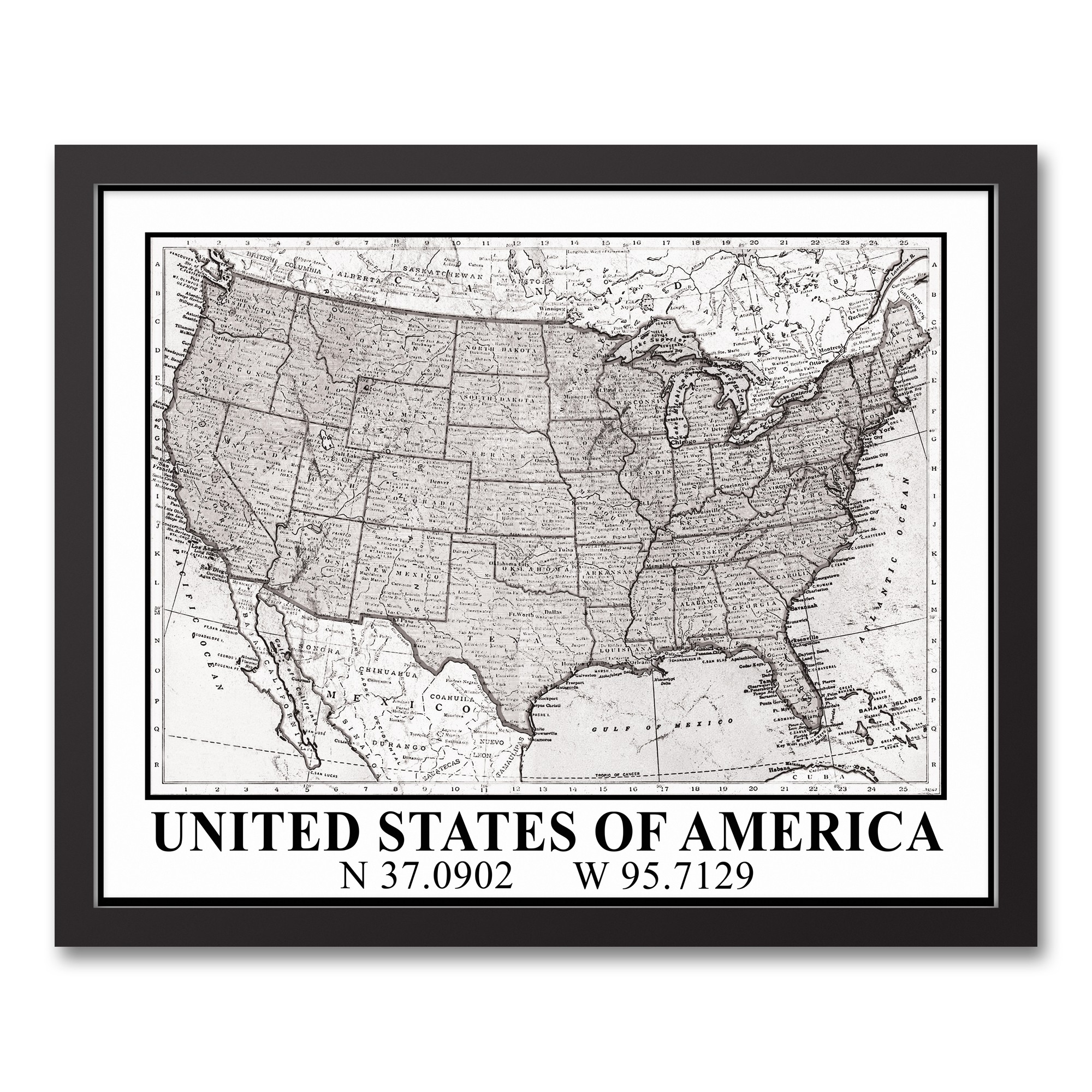 United States of America 16x20 Black Framed Canvas