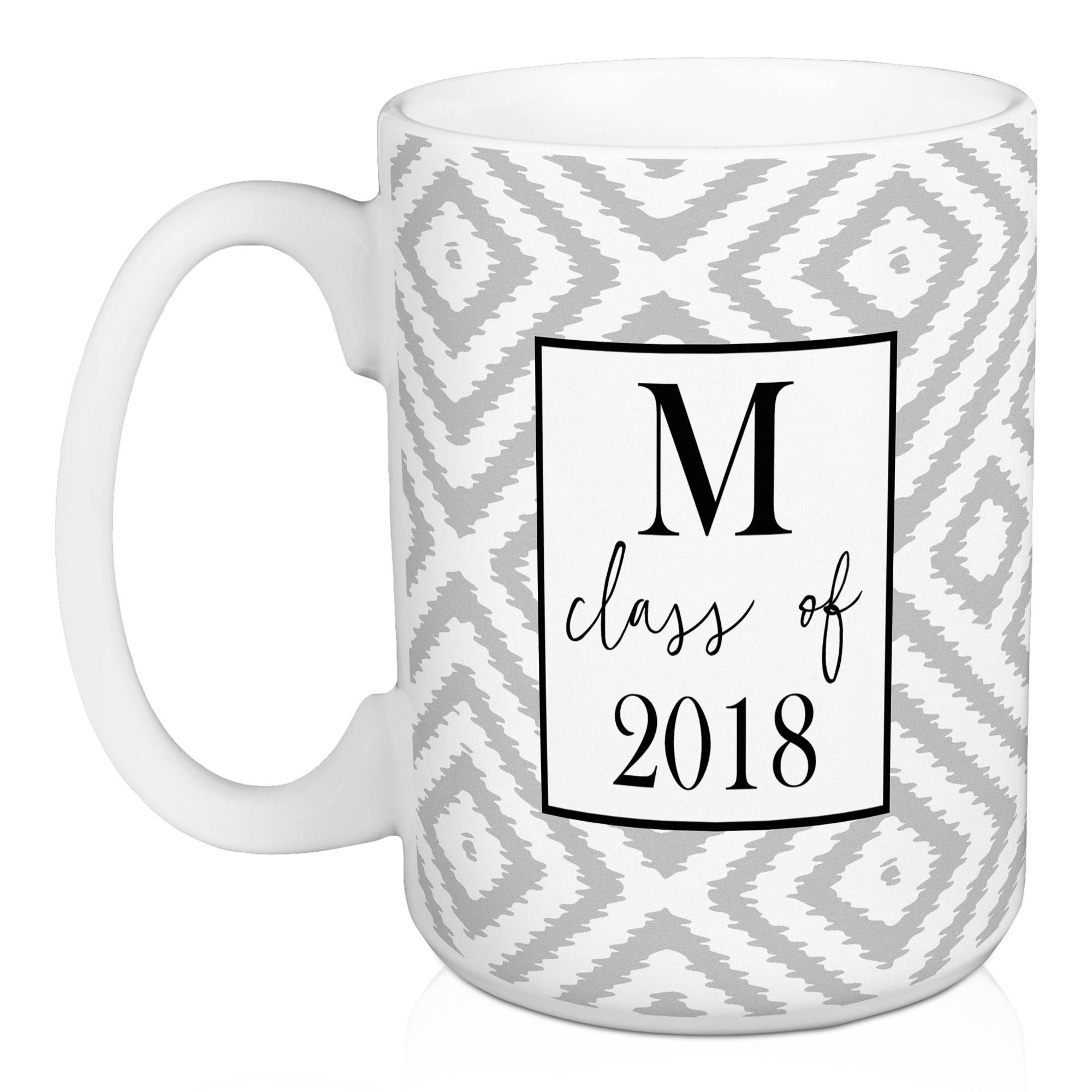 Gray Ikat Graduation Class 15 oz Personalized Mug