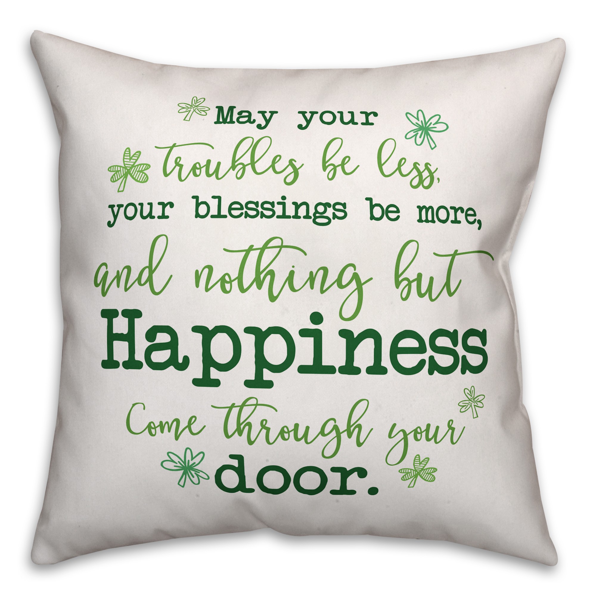 Shamrock Irish Blessing 18x18 Spun Poly Pillow