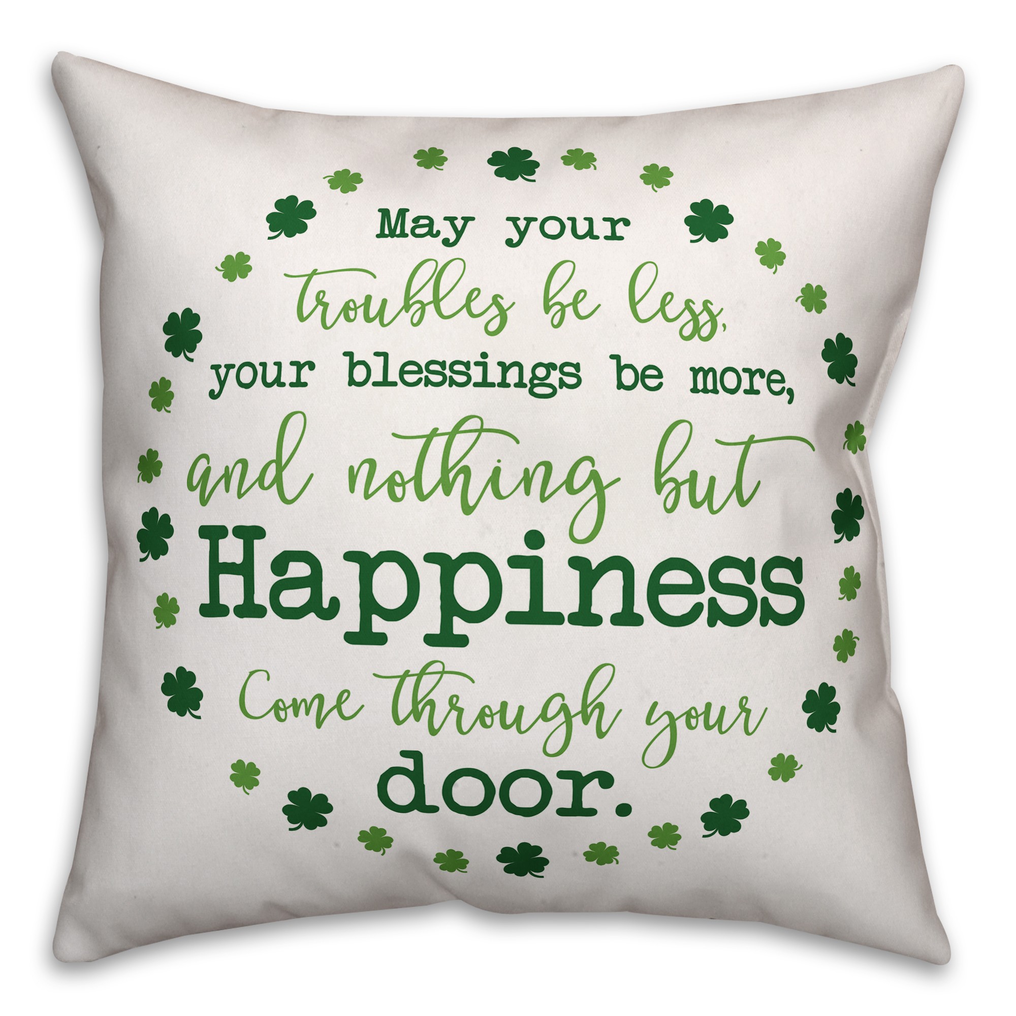 Shamrock Irish Blessing 18x18 Spun Poly Pillow