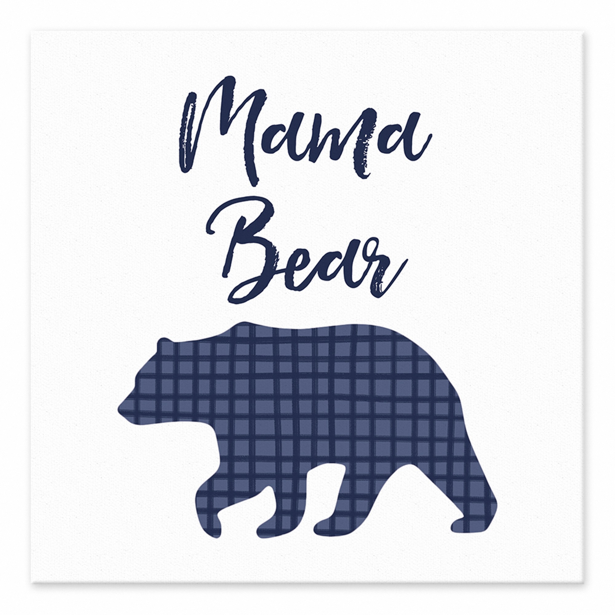 Mama Bear Navy Check 6x6 Tabletop Canvas