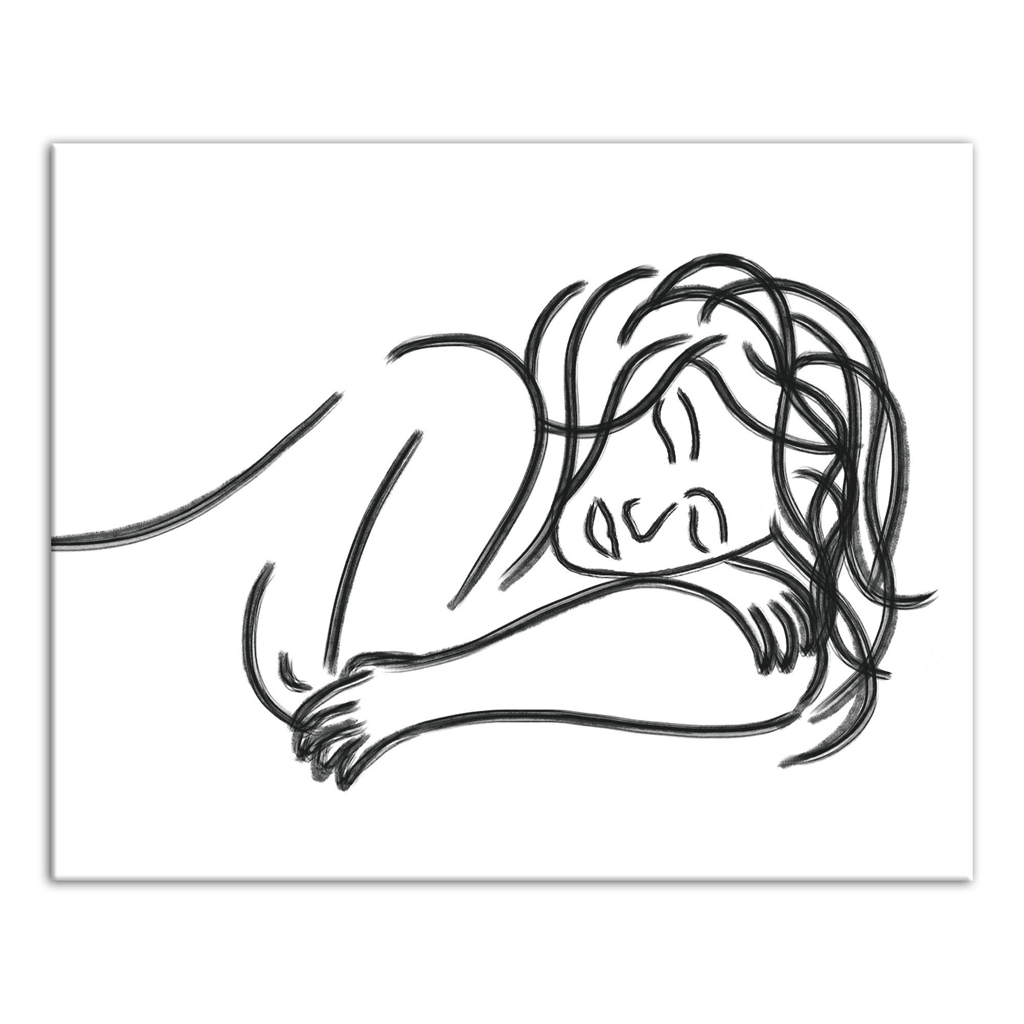 Sleeping Woman Sketch 16x20 Canvas Wall Art