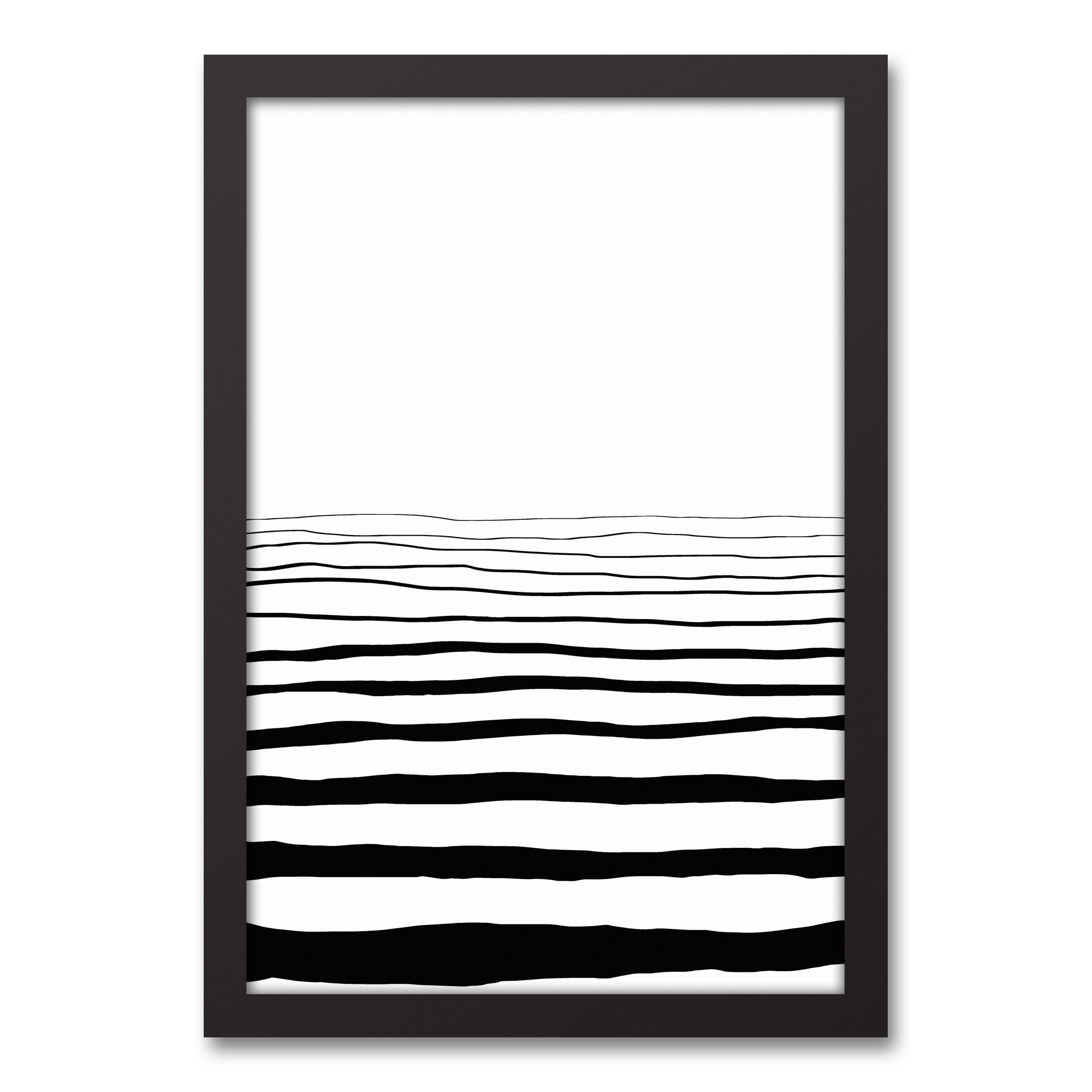 Into the Distance Black and White Abstract 12x18 Black Framed Canvas