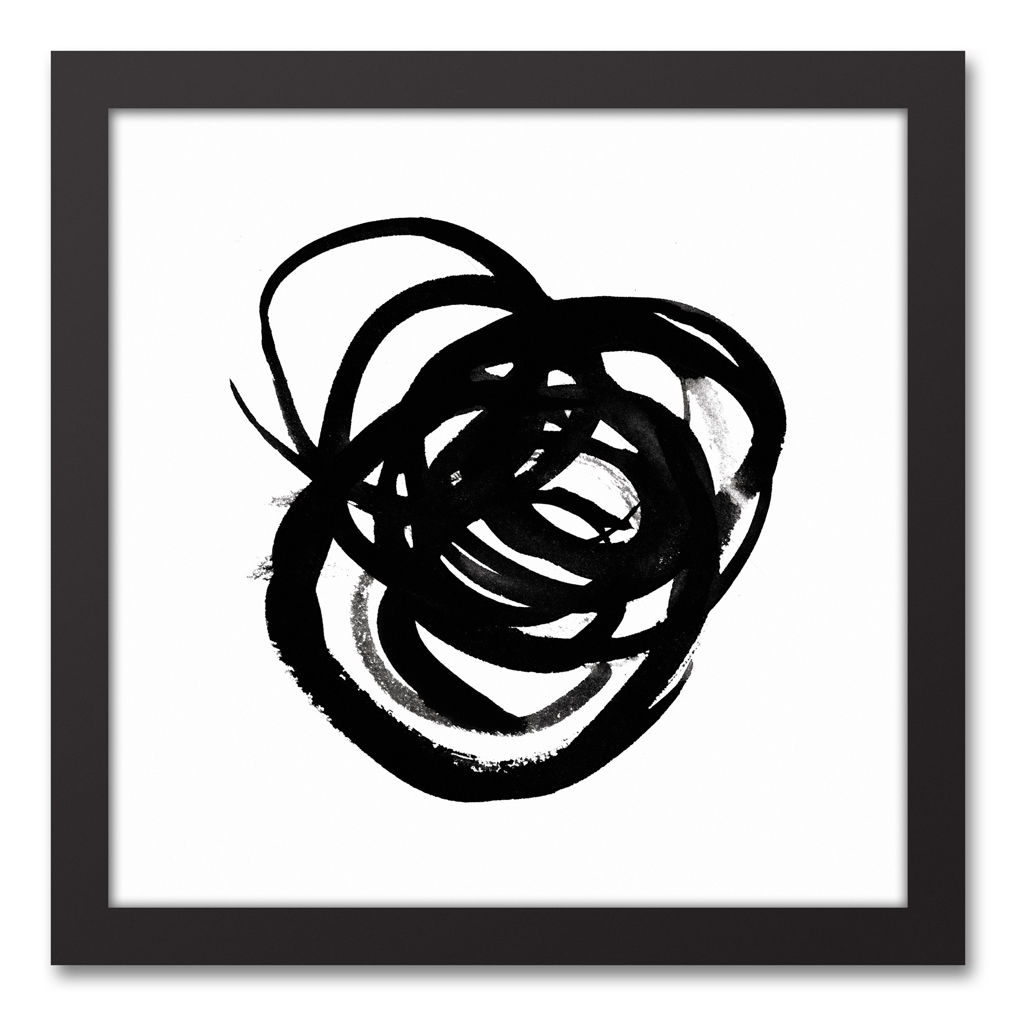 Endurance Black & White Abstract 12x12 Black Framed Canvas