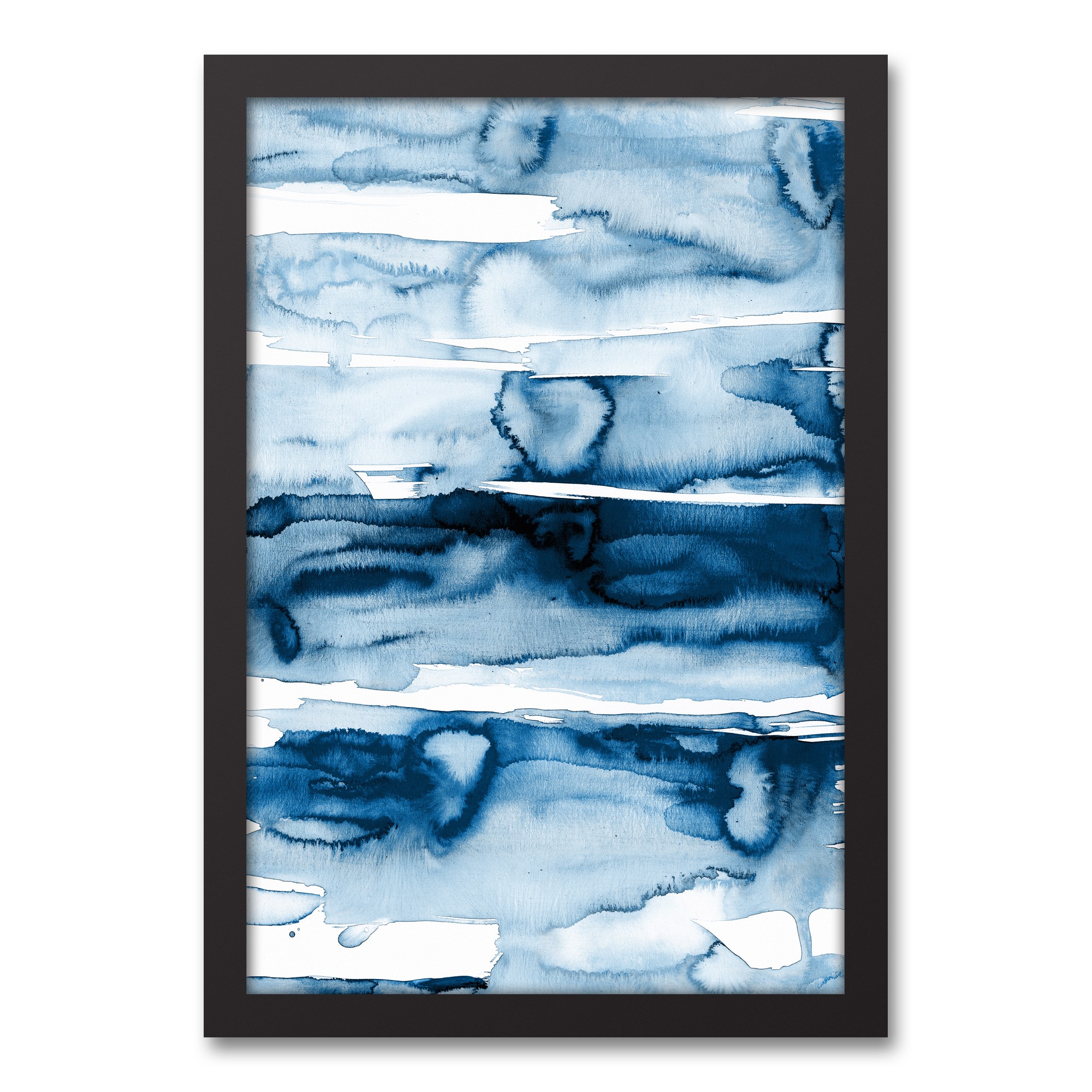 Ebb and Flow Watercolor Abstract 12x18 Black Framed Canvas