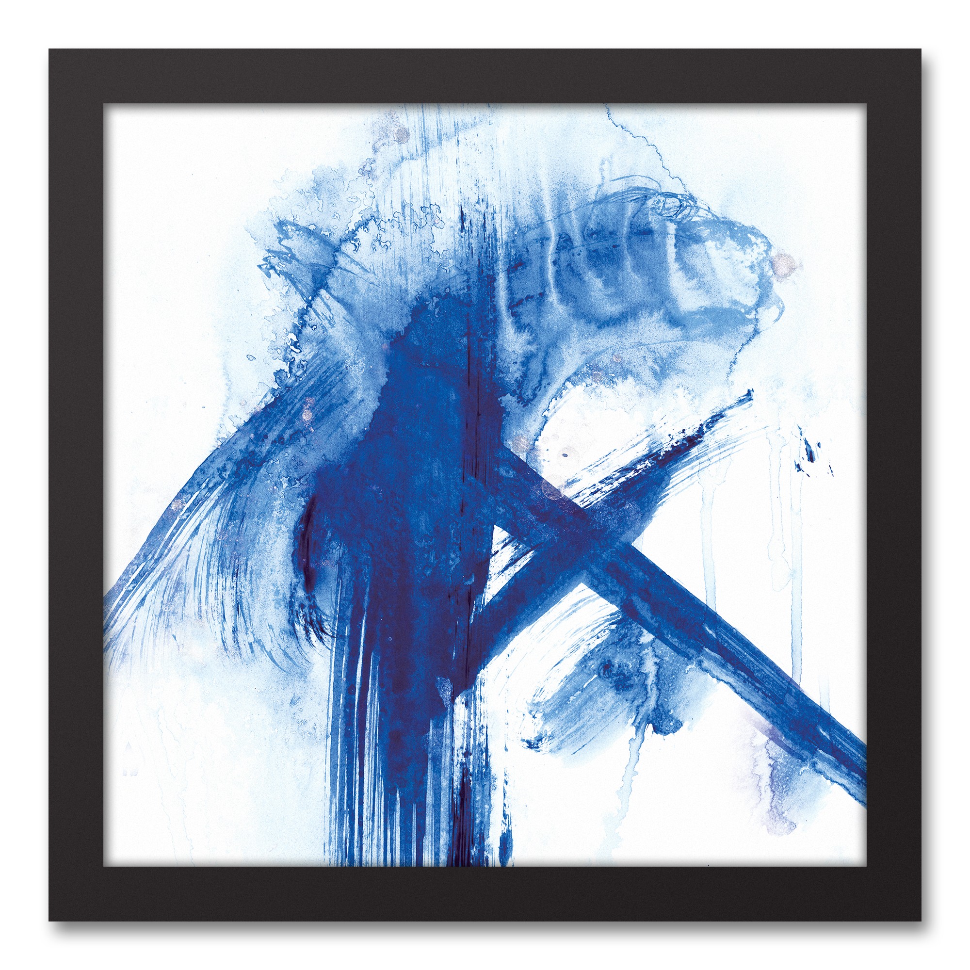 Analysis in Energy Watercolor Abstract 12x12 Black Framed Canvas