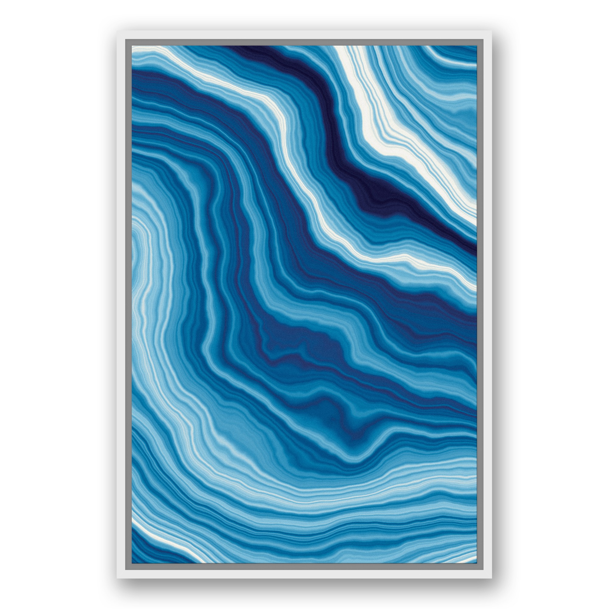 Approach and Echo Geode Abstract 30x40 White Floating Framed Canvas
