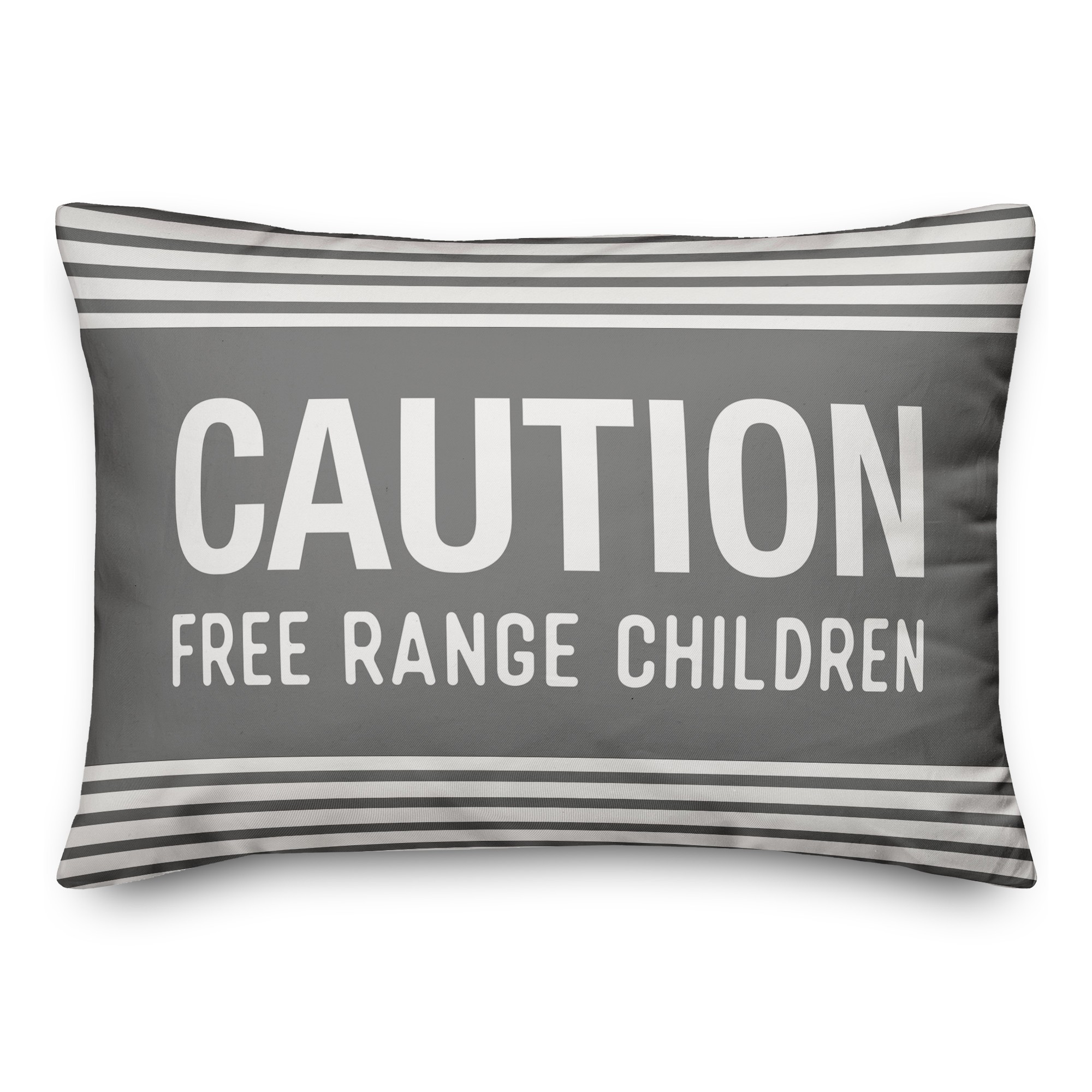 Caution Free Range Children 14x20 Spun Poly Pillow