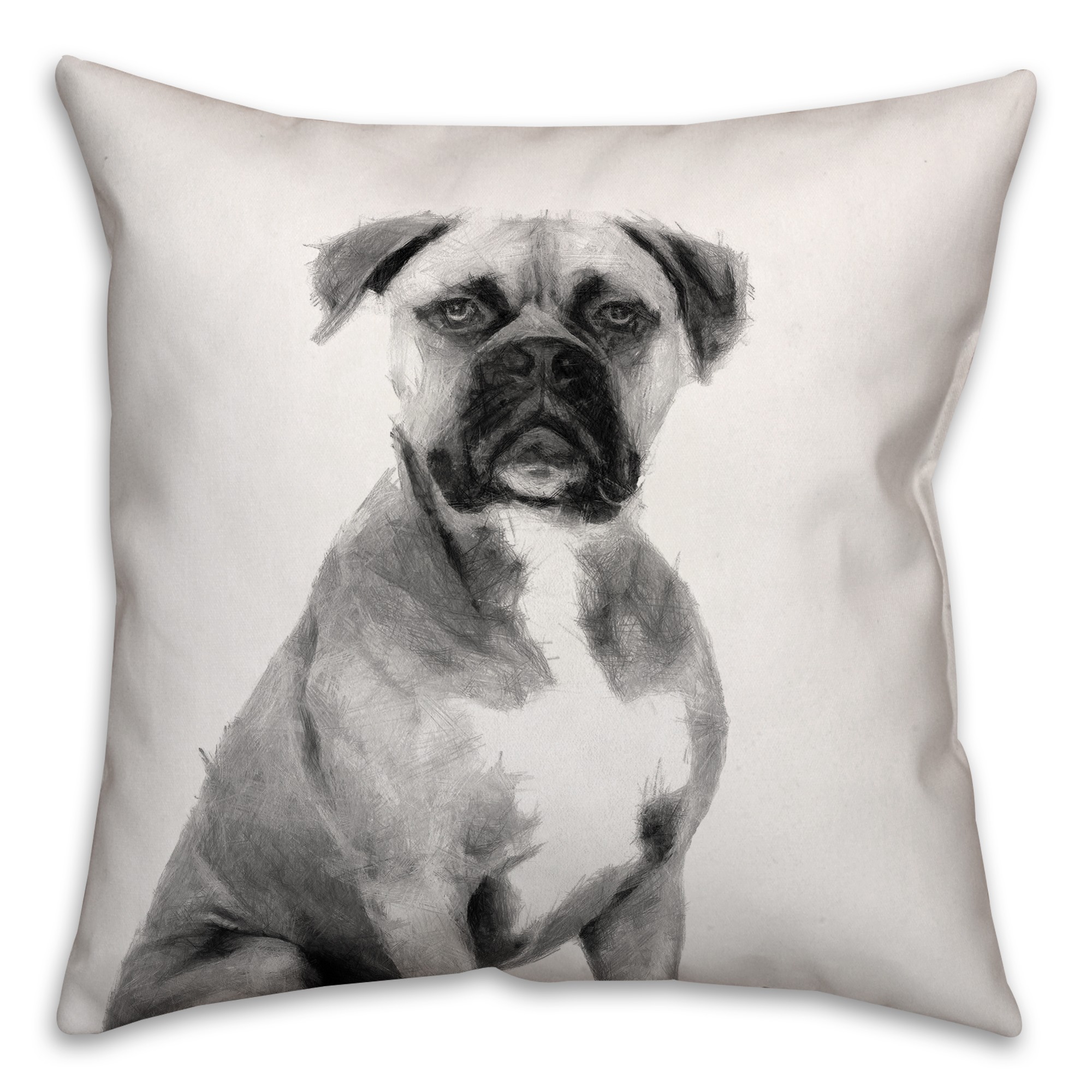 Boxer Sketch 18x18 Poly Twill Pillow