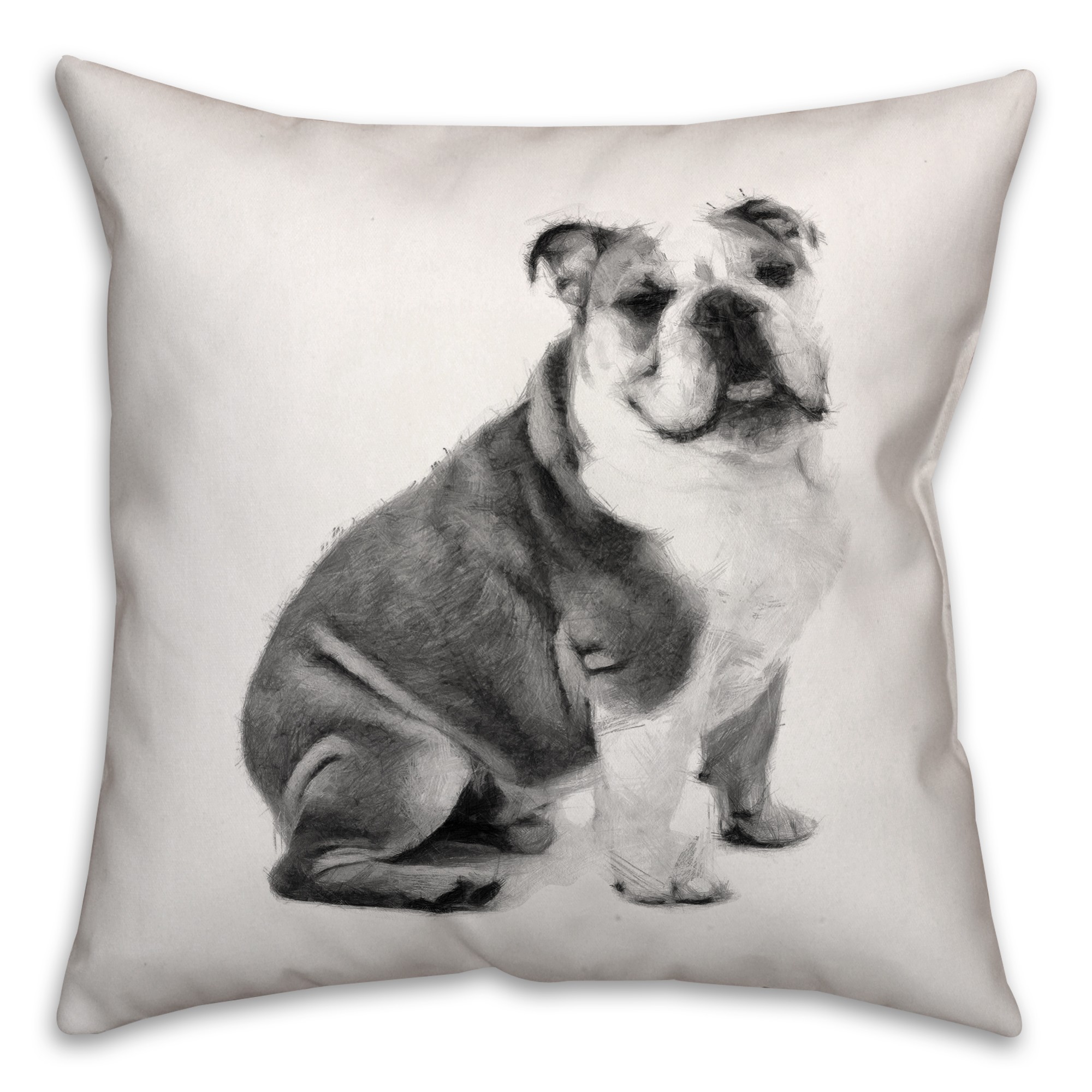 Bulldog Sketch 18x18 Poly Twill Pillow