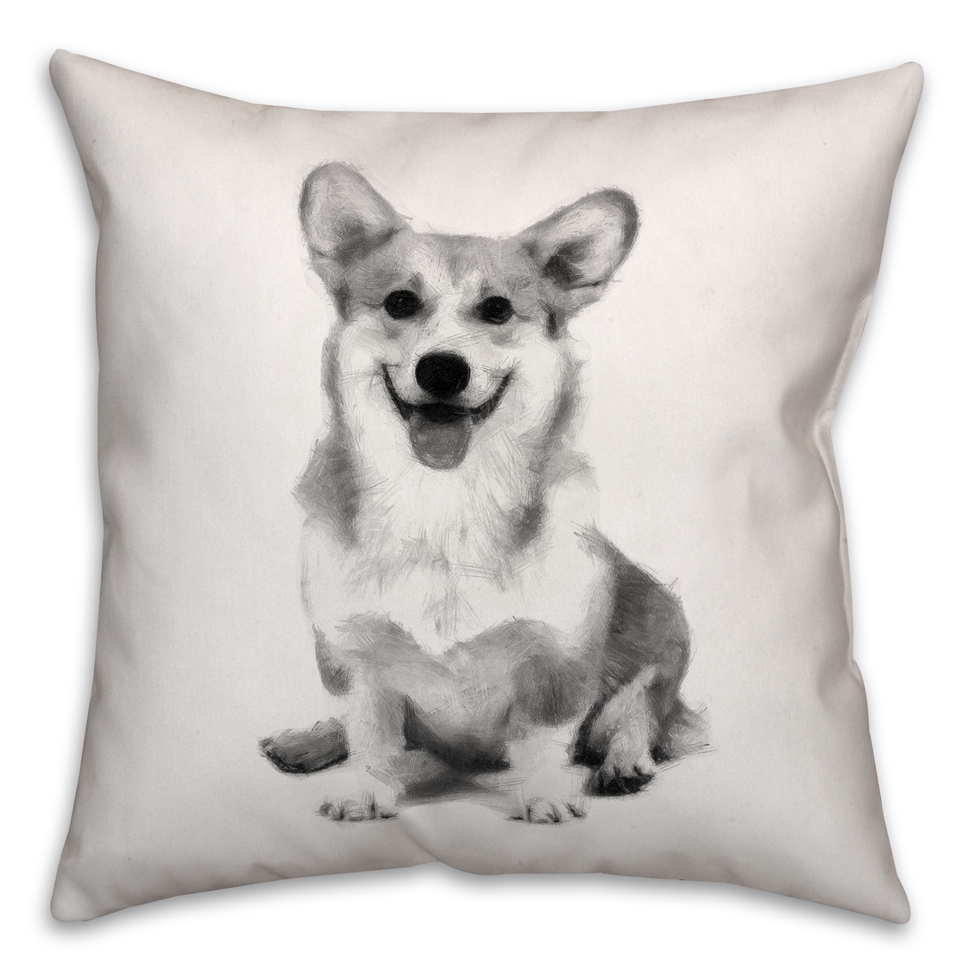 Corgi Sketch 18x18 Poly Twill Pillow