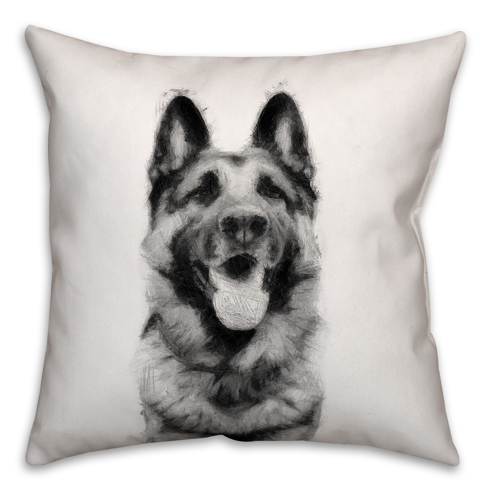 German Shepherd Sketch 18x18 Poly Twill Pillow