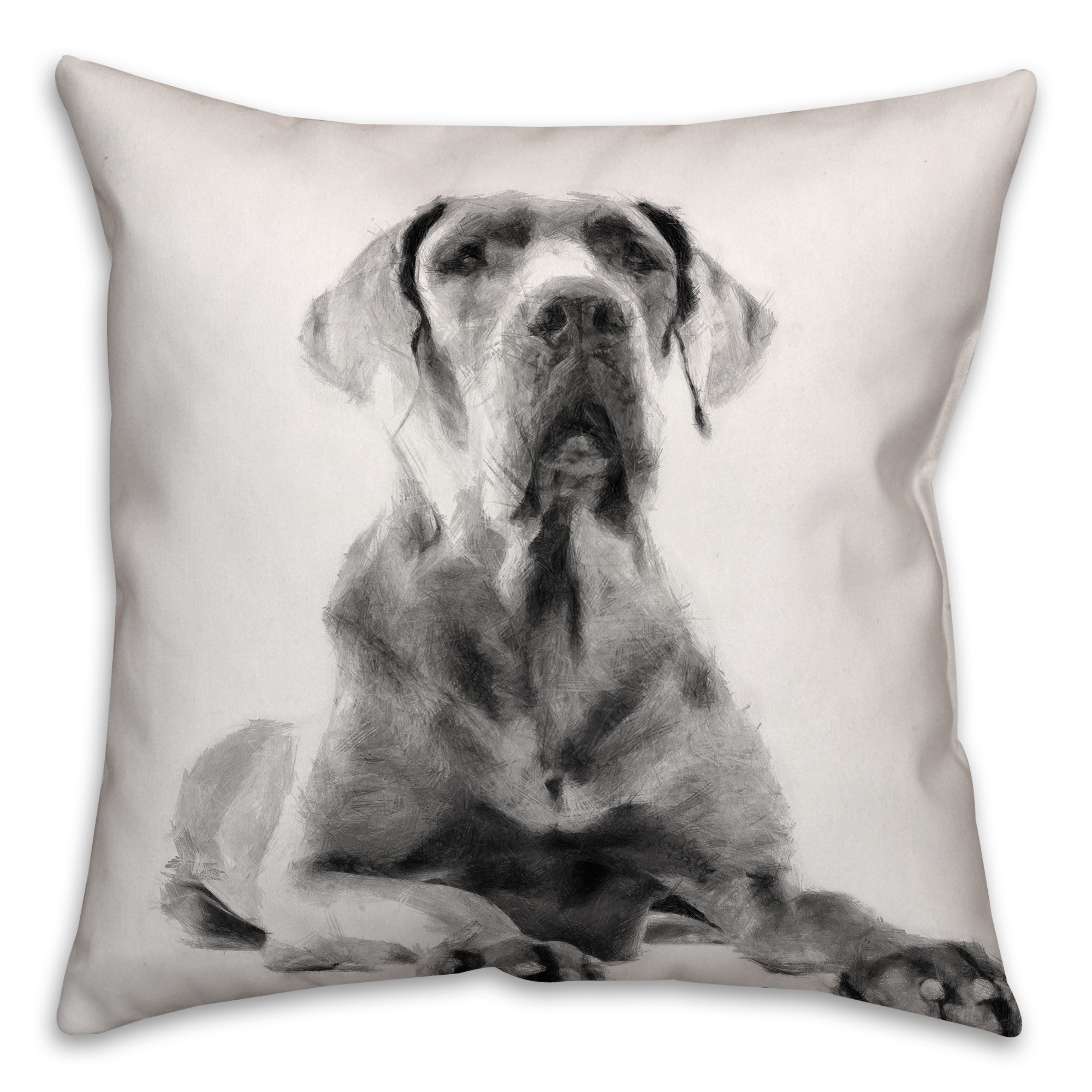 Great Dane Sketch 18x18 Poly Twill Pillow