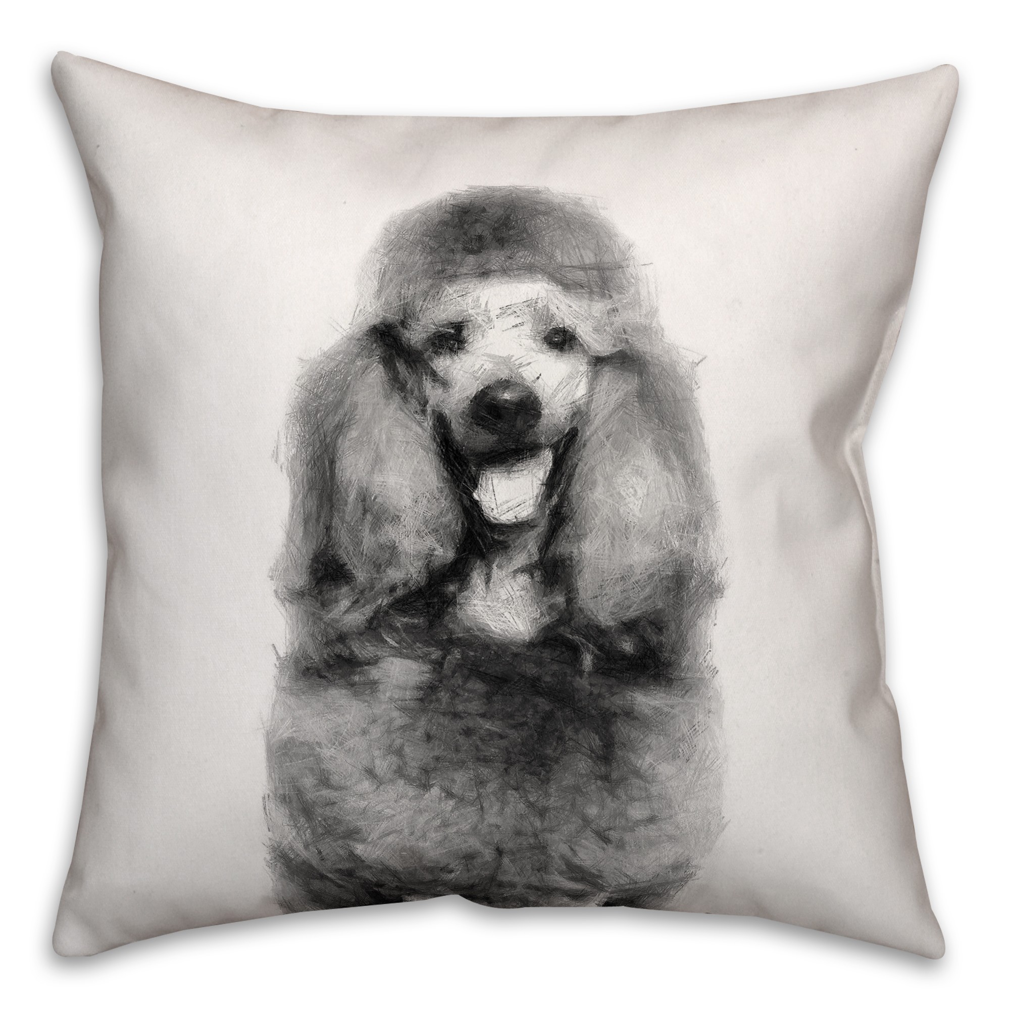 Poodle Sketch 18x18 Poly Twill Pillow