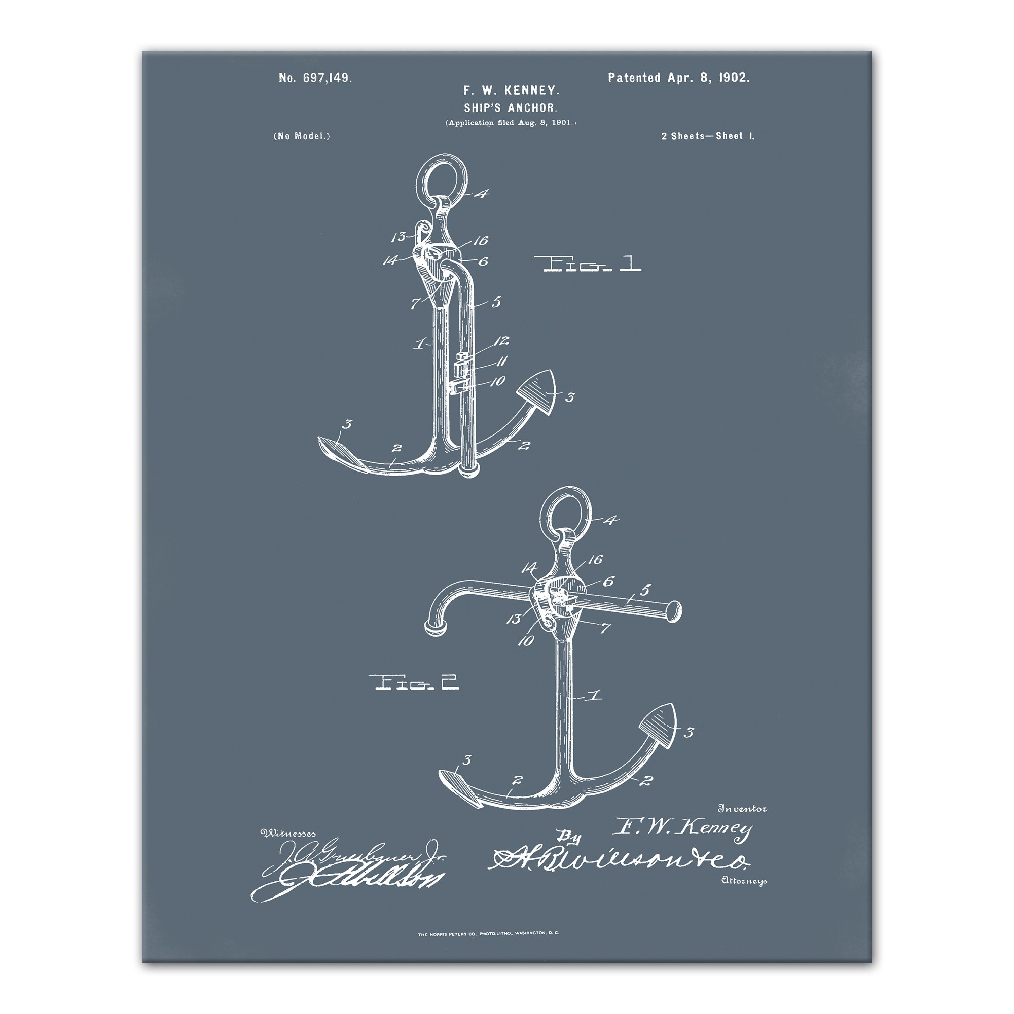 Anchor Patent 16x20 Canvas Wall Art