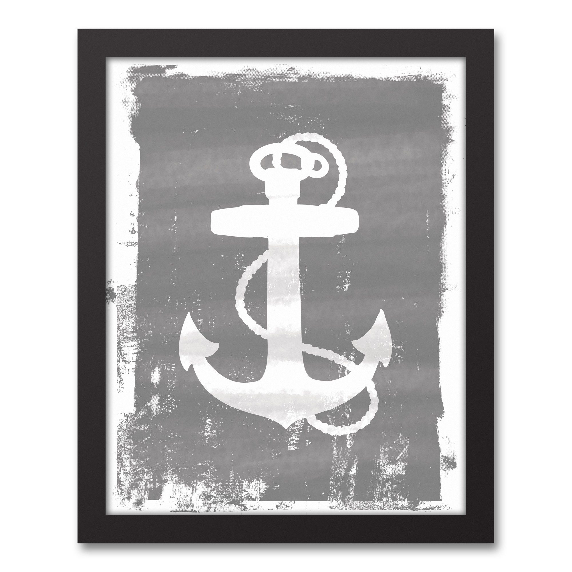 Anchor Silhouette In Gray 11x14 Black Framed Canvas