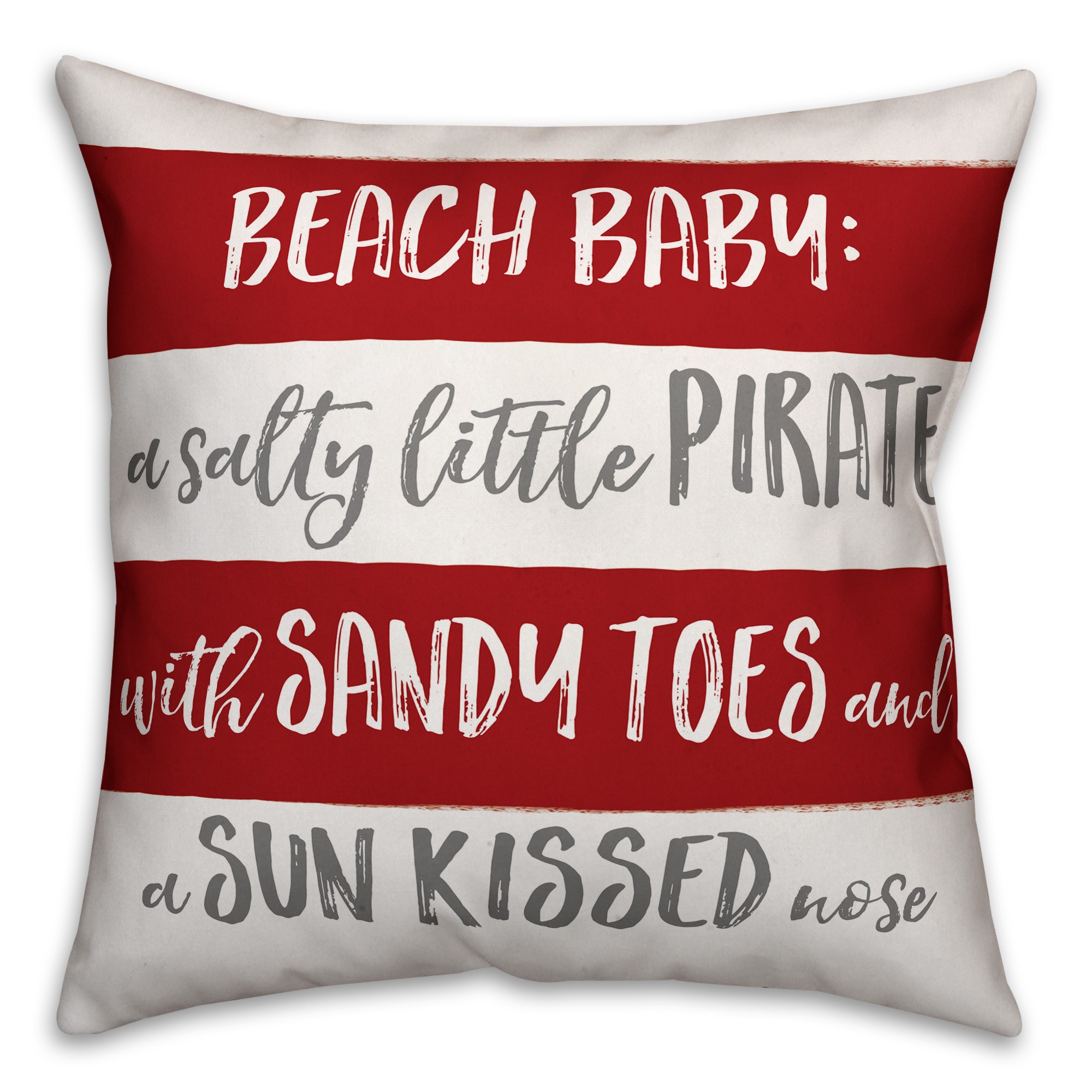 Beach Baby Red Stripes 16x16 Spun Poly Pillow