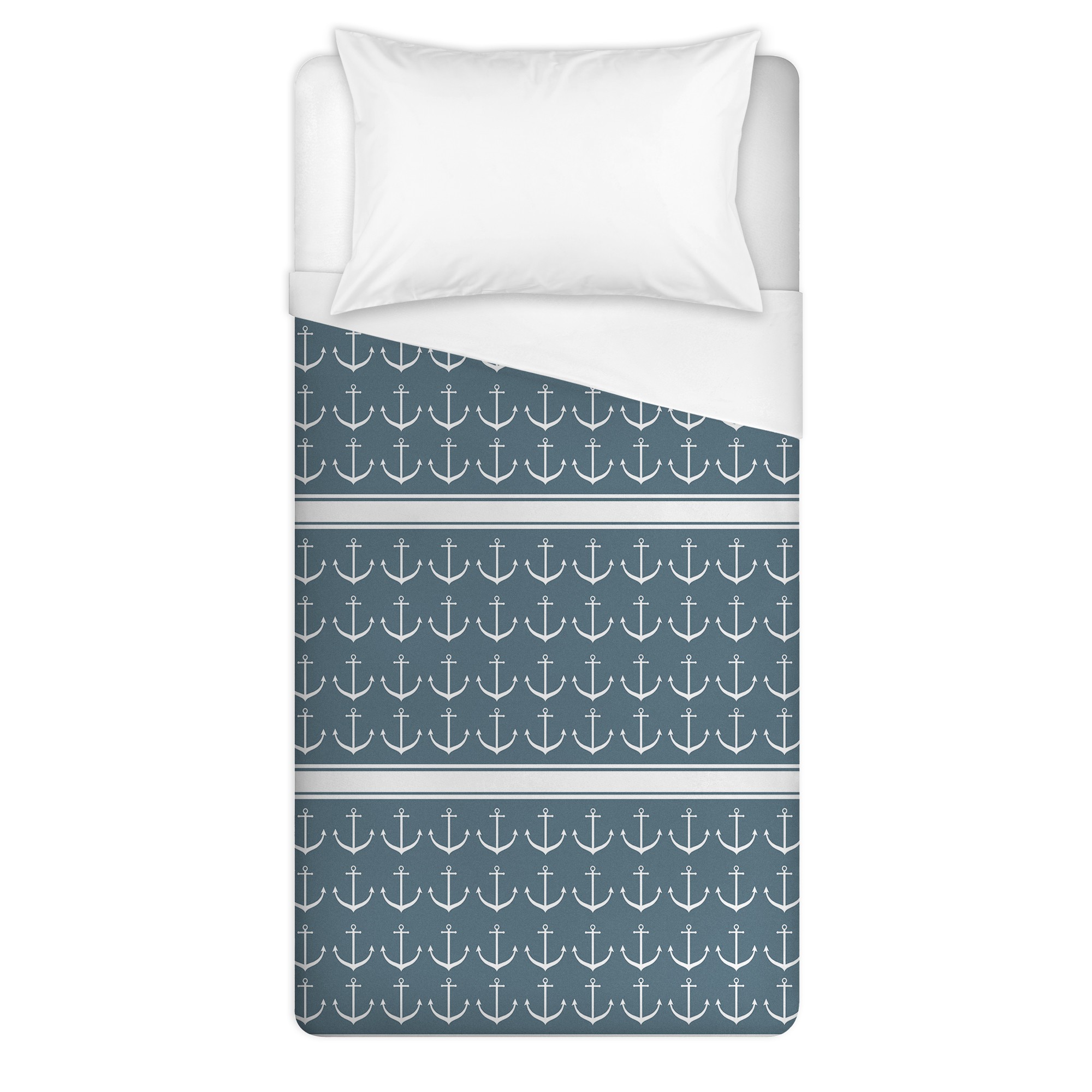 Anchor Stripe Pattern Twin Brushed Poly Duvet