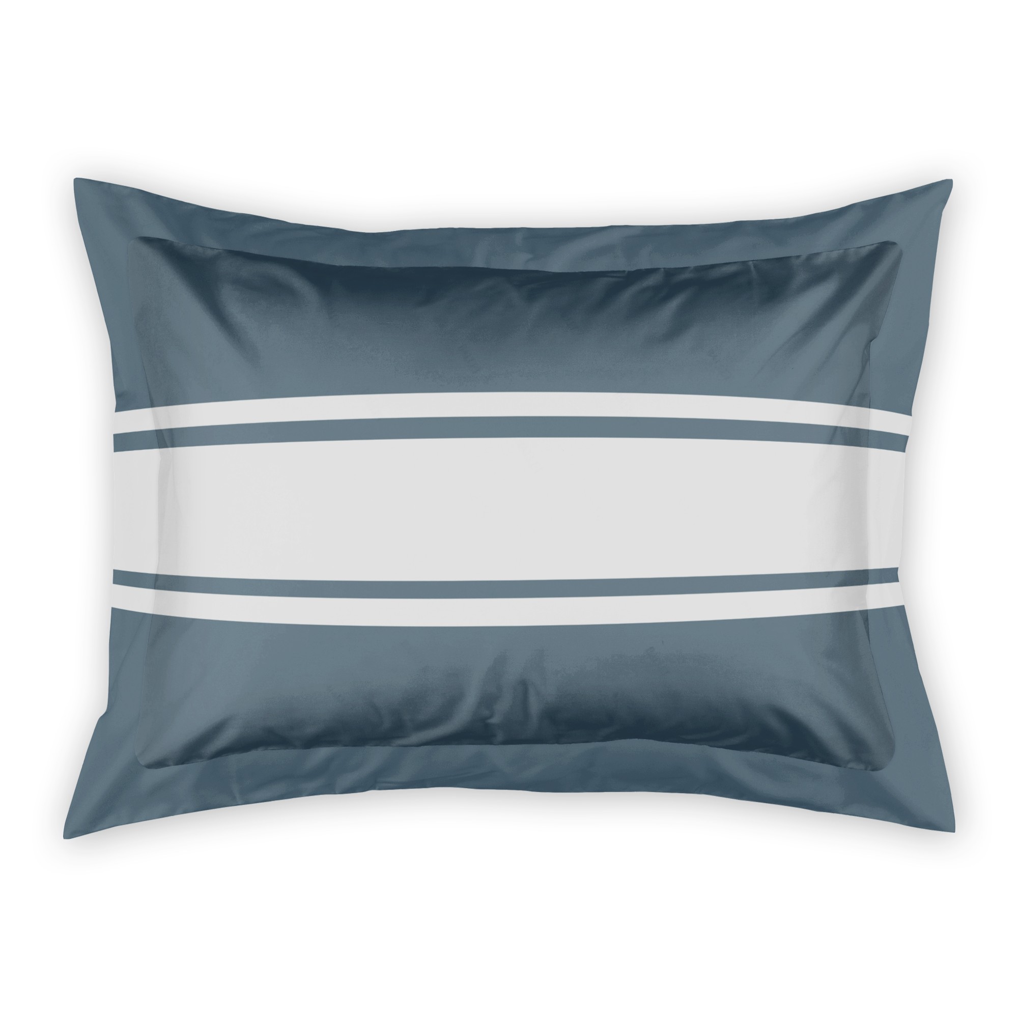 Slate & White Stripes Standard Brushed Poly Sham