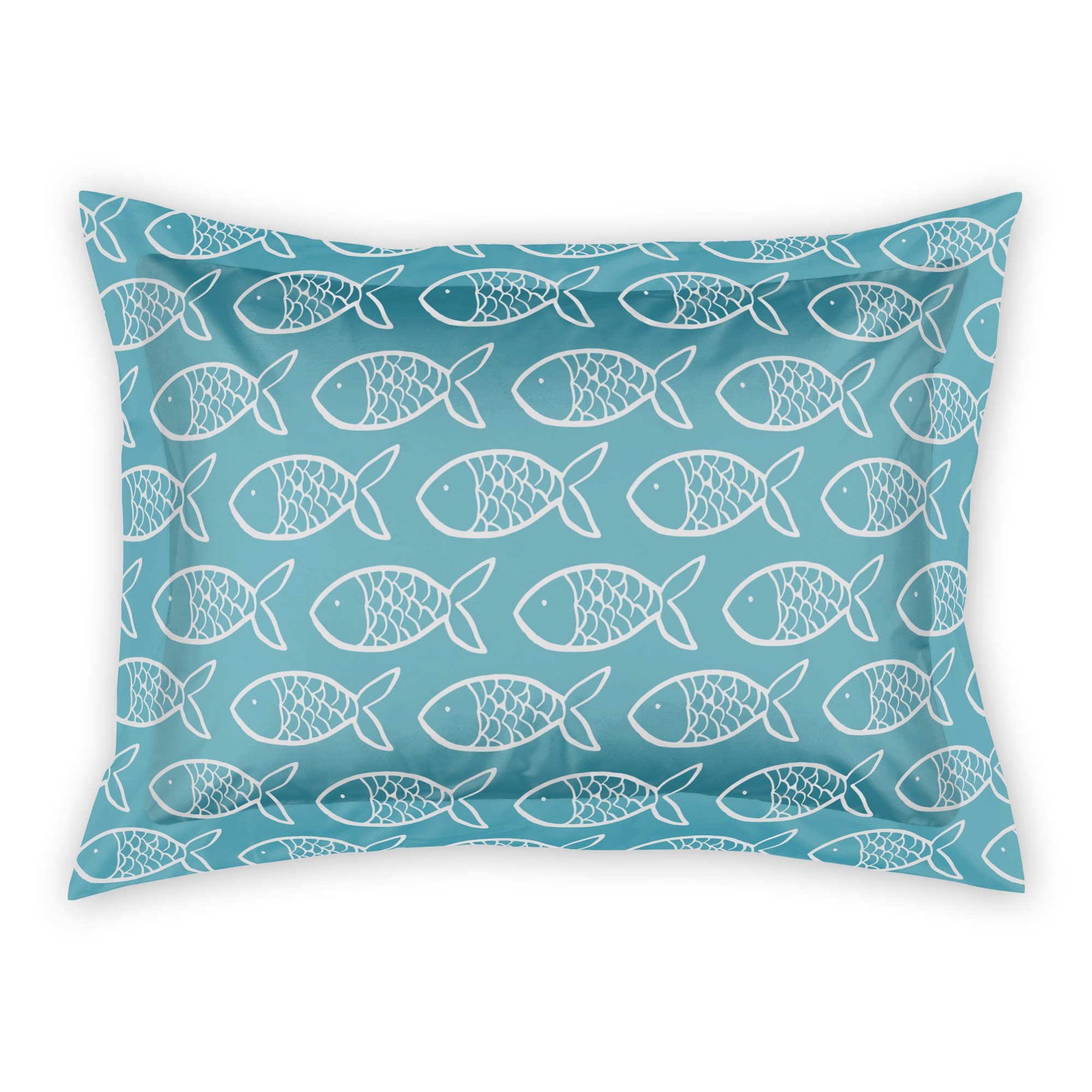 Blue Fish Sketch Pattern Standard Brushed Poly Sham