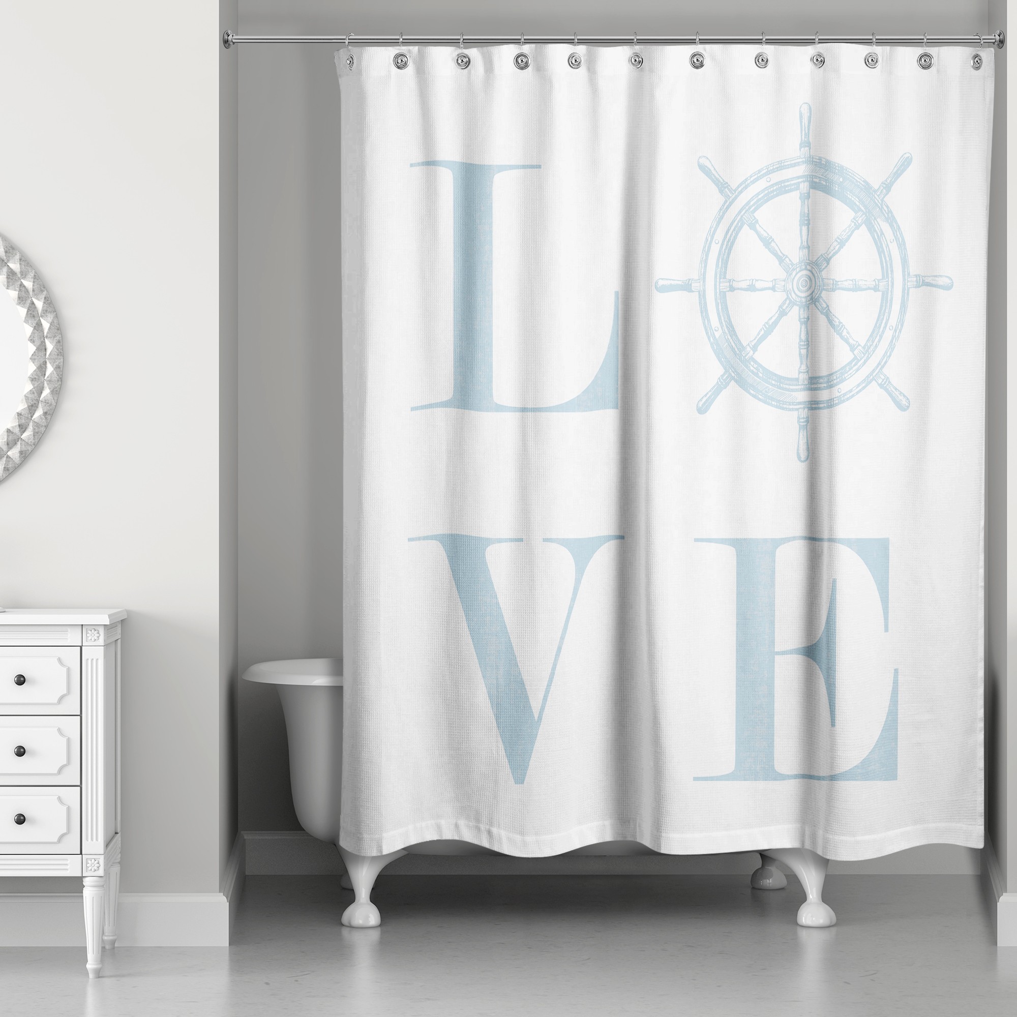 Captain's Wheel Love 71x74 Shower Curtain