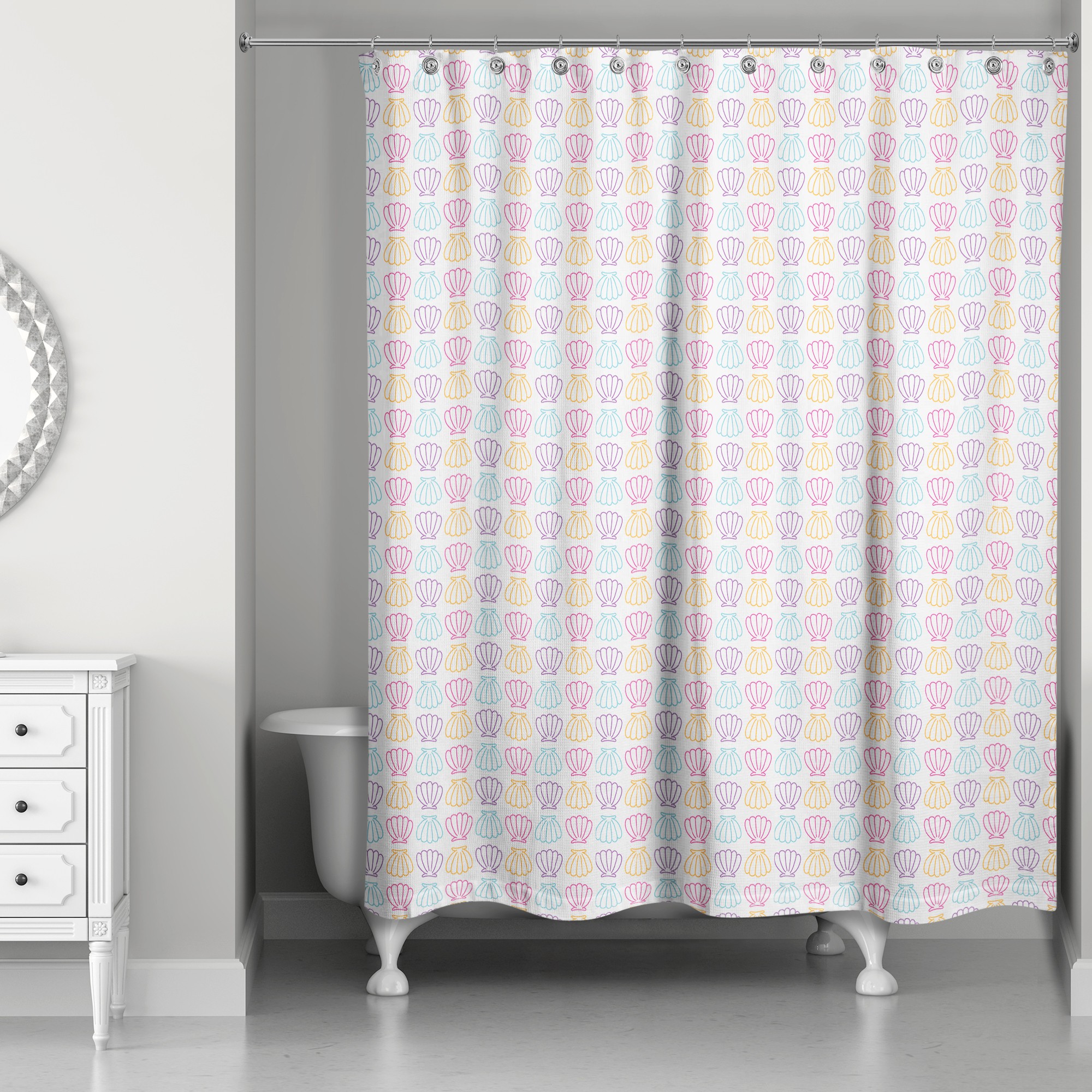 Colorful Shell Pattern 71x74 Shower Curtain