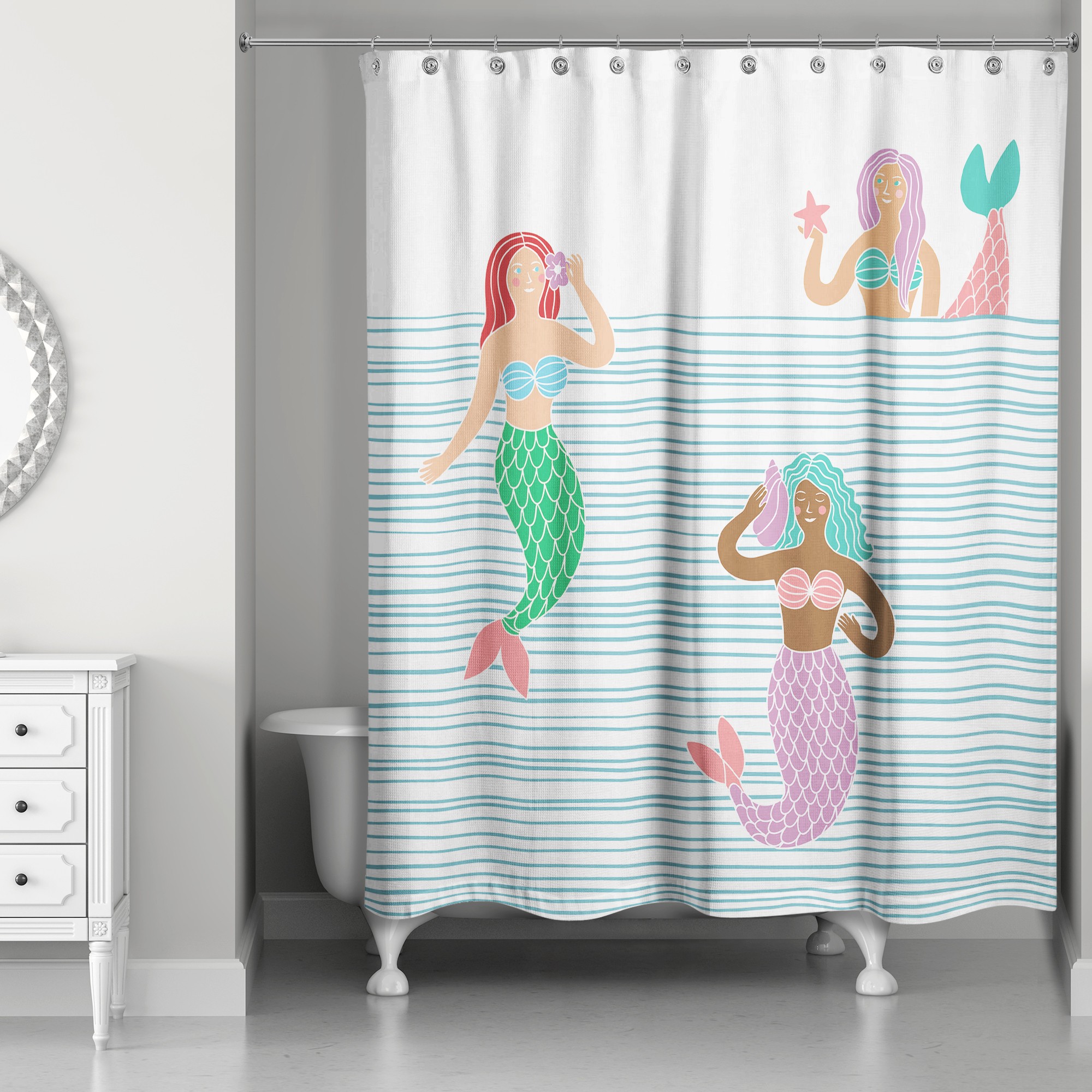 Mermaid Pals 71x74 Shower Curtain