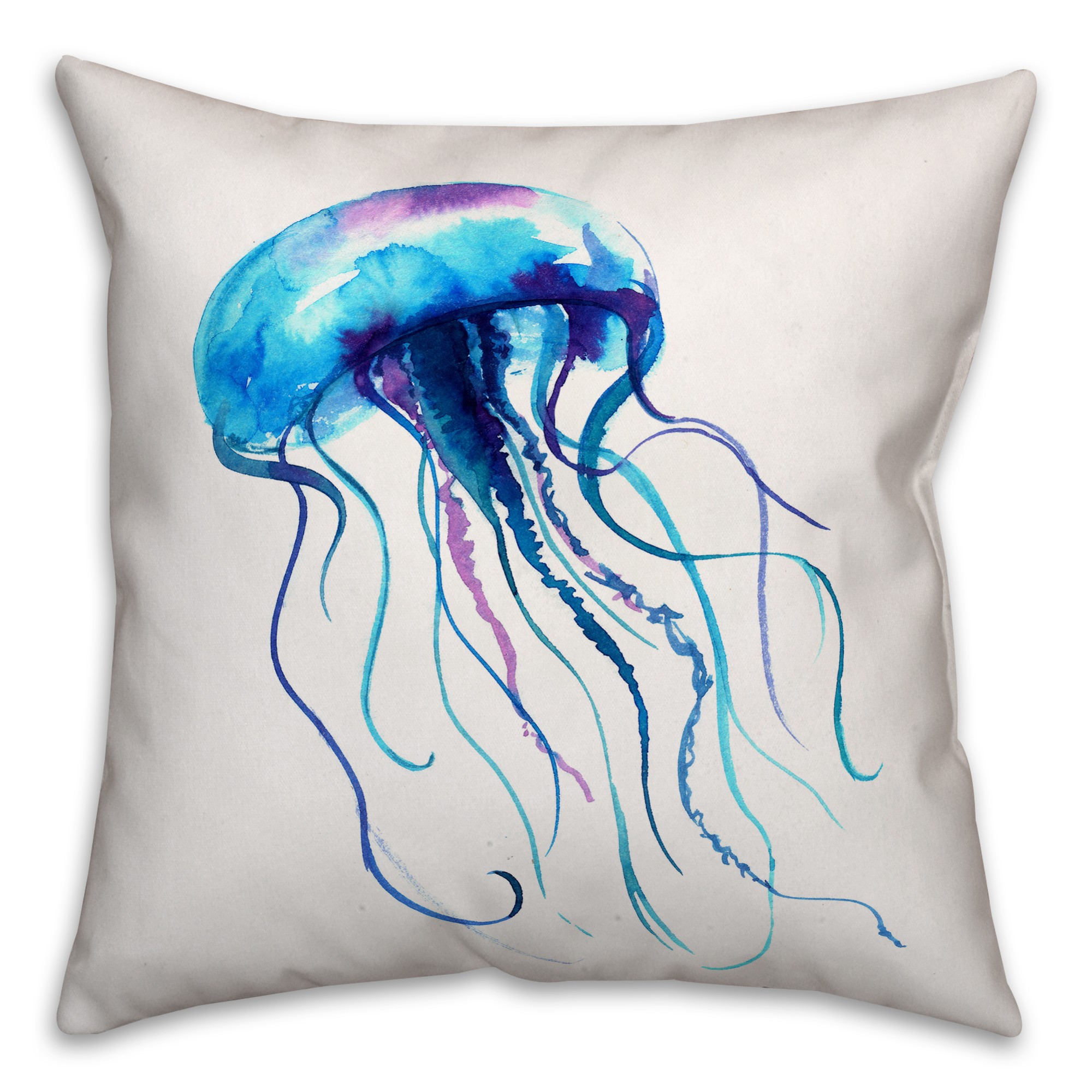 Watercolor Jellyfish 16x16 Spun Poly Pillow