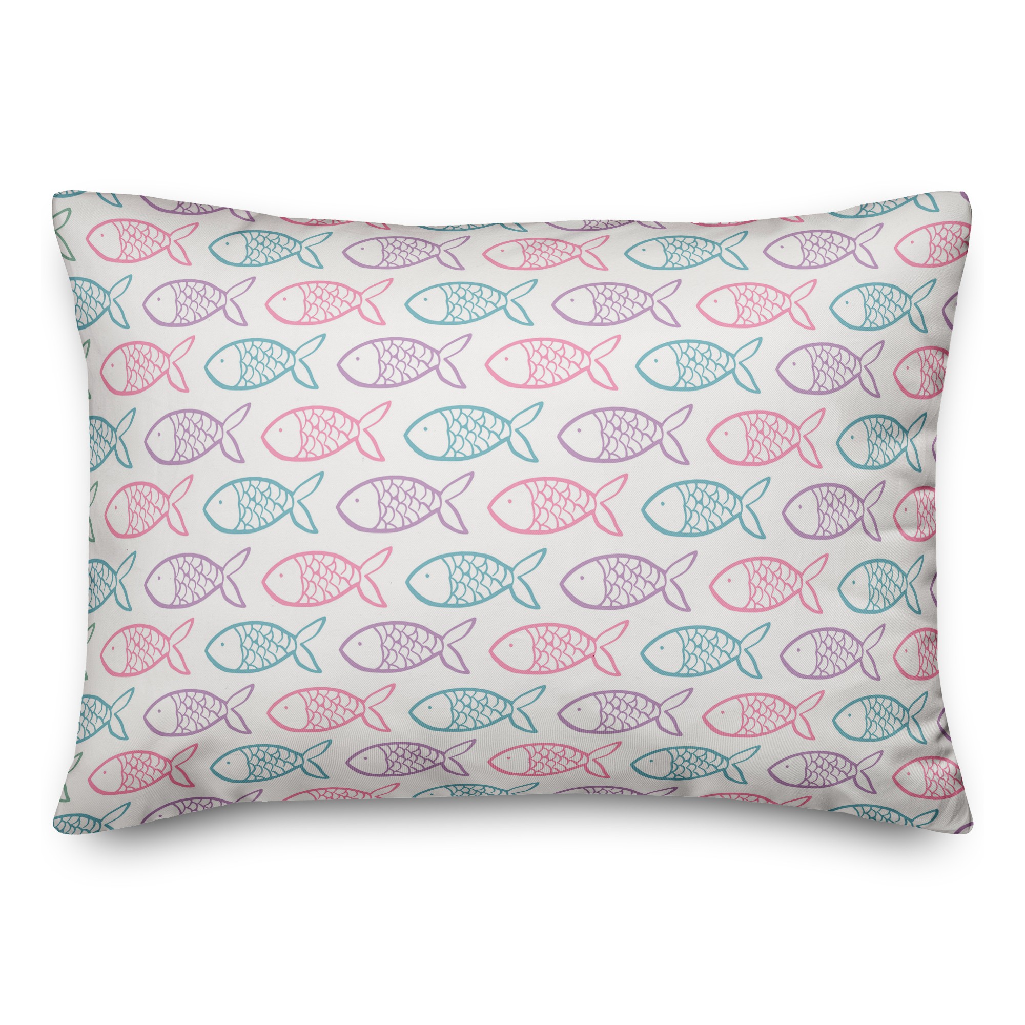 Rainbow Fish Pattern 14x20 Spun Poly Pillow