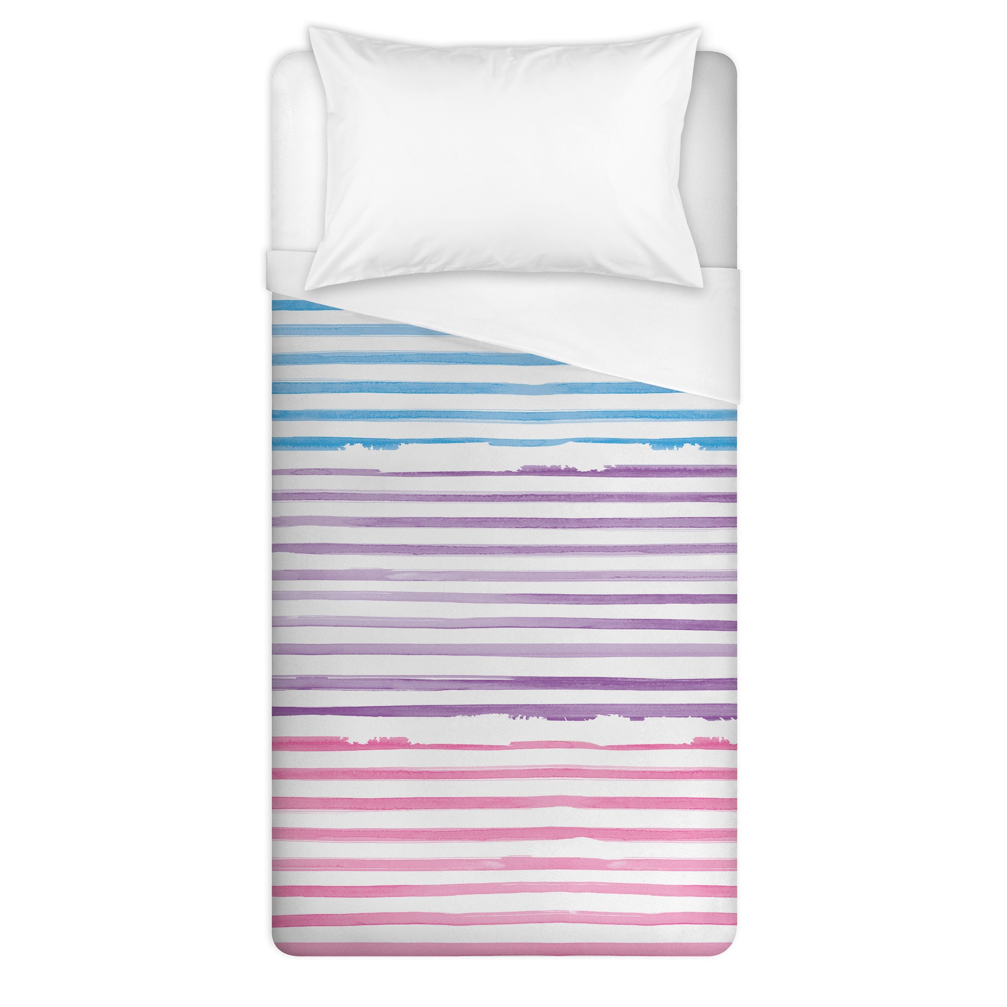 Watercolor Mermaid Stripes Twin Brushed Poly Duvet