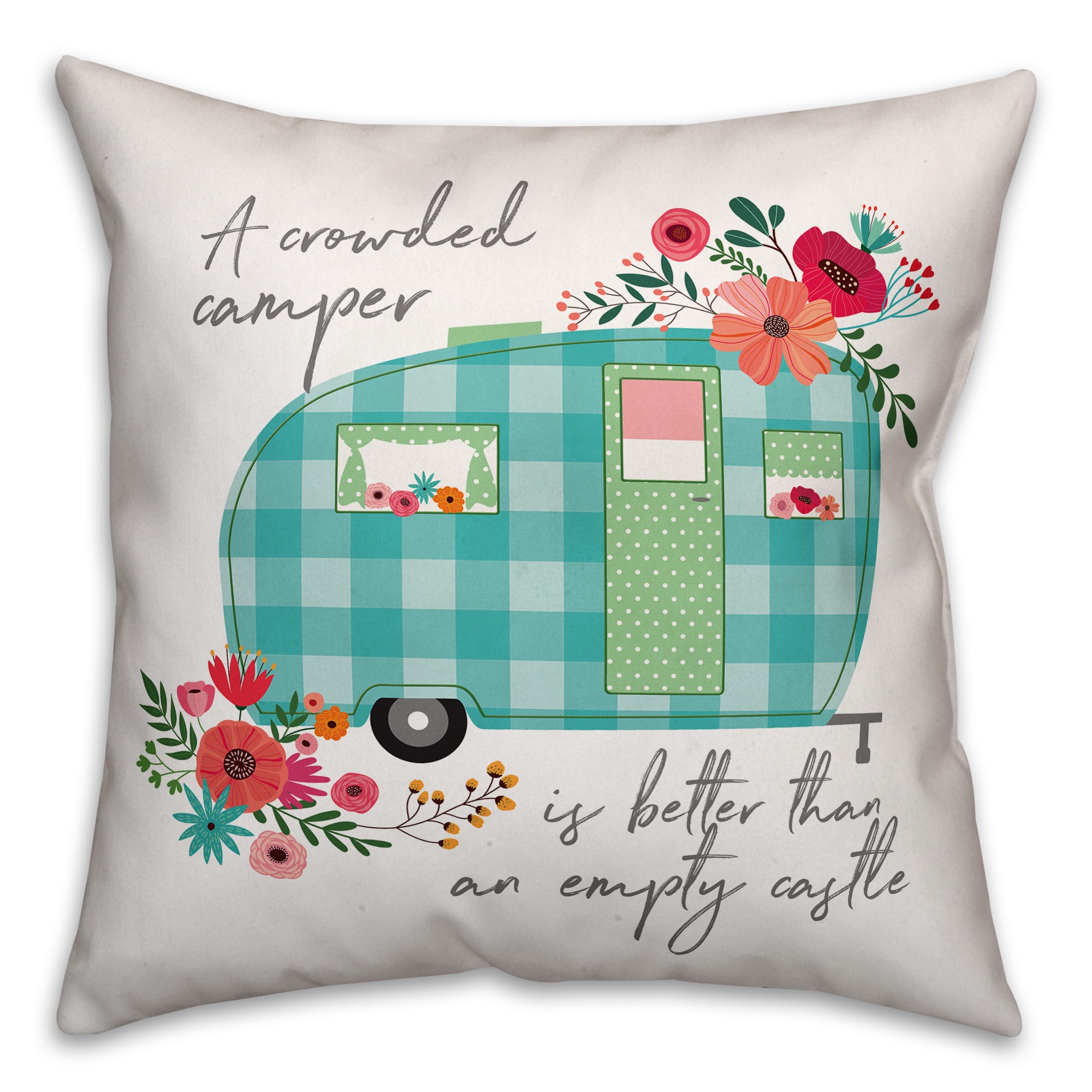 Plaid Blue Camper 18x18 Spun Poly Pillow