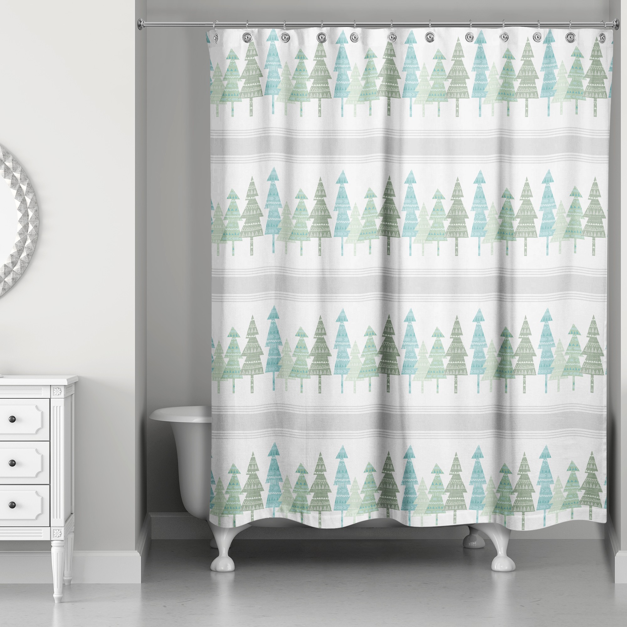 Pine Tree Pattern 71x74 Shower Curtain