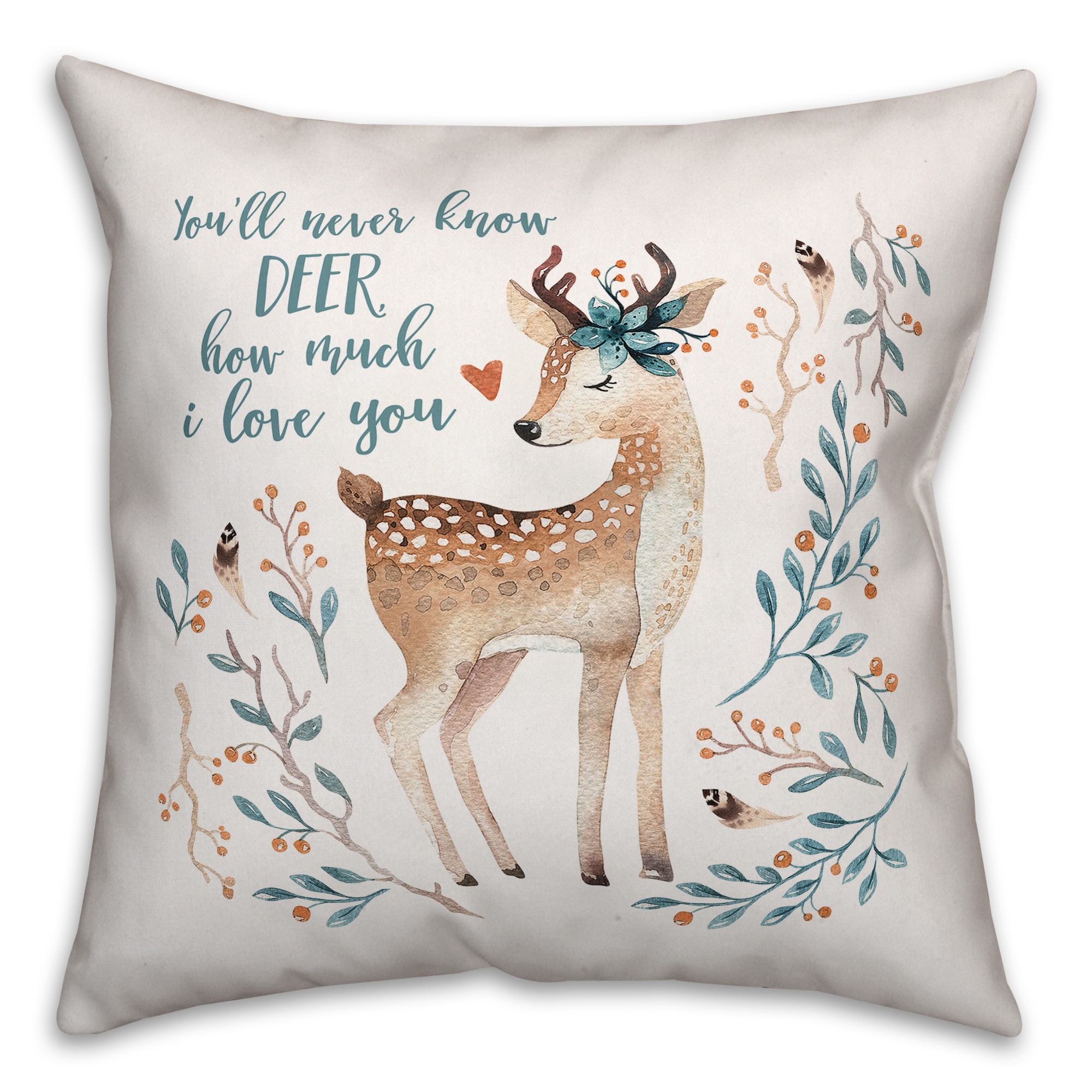 Deer How Much I Love You 16x16 Spun Poly Pillow