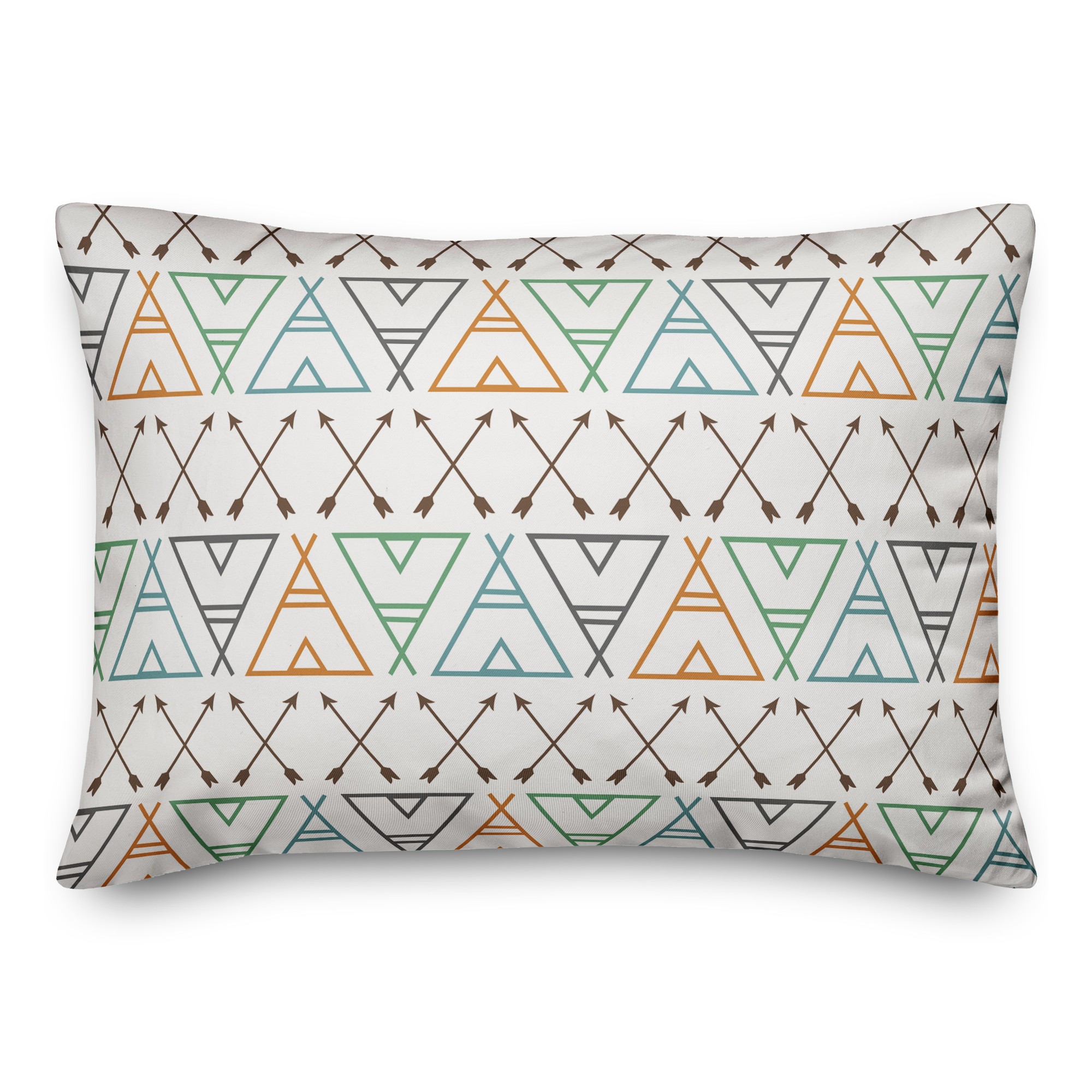 Arrows and Teepees Pattern 14x20 Spun Poly Pillow