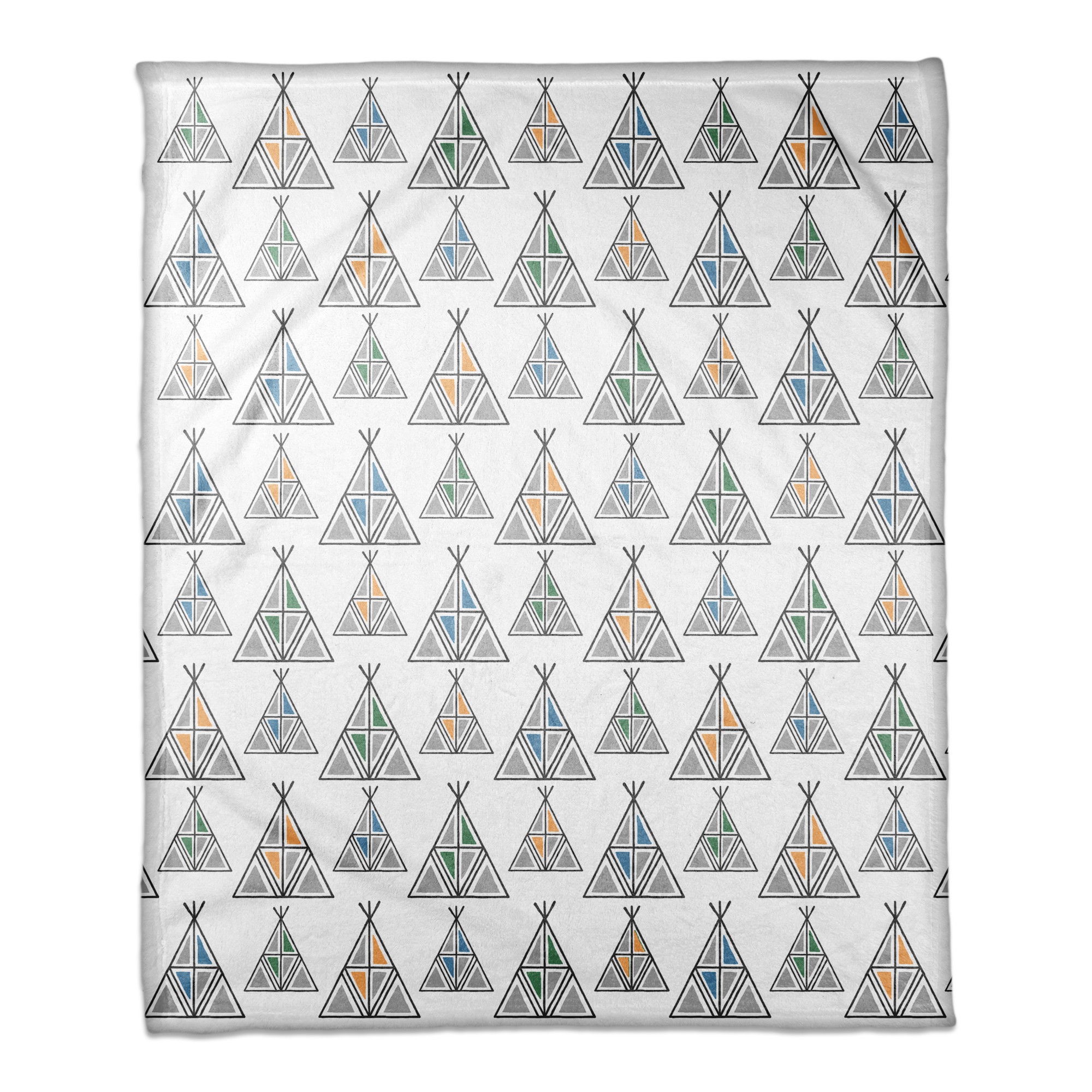 Geometric Teepee Pattern 30x40 Coral Fleece Blanket