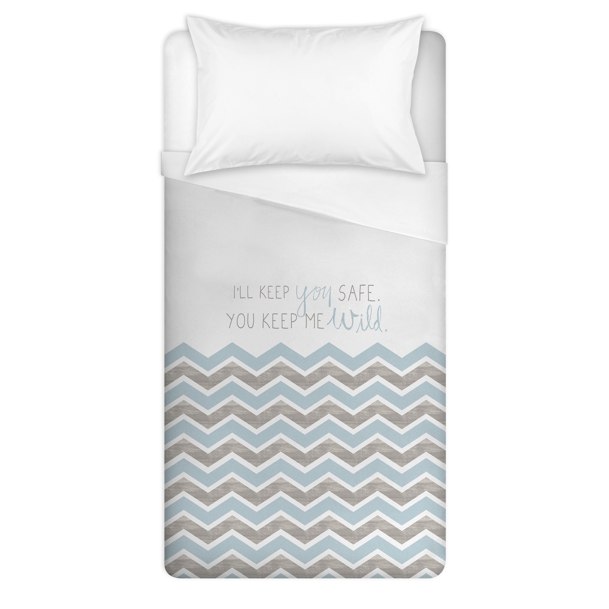 I'll Keep You Safe, You Keep Me Wild Chevron Twin Brushed Poly Duvet