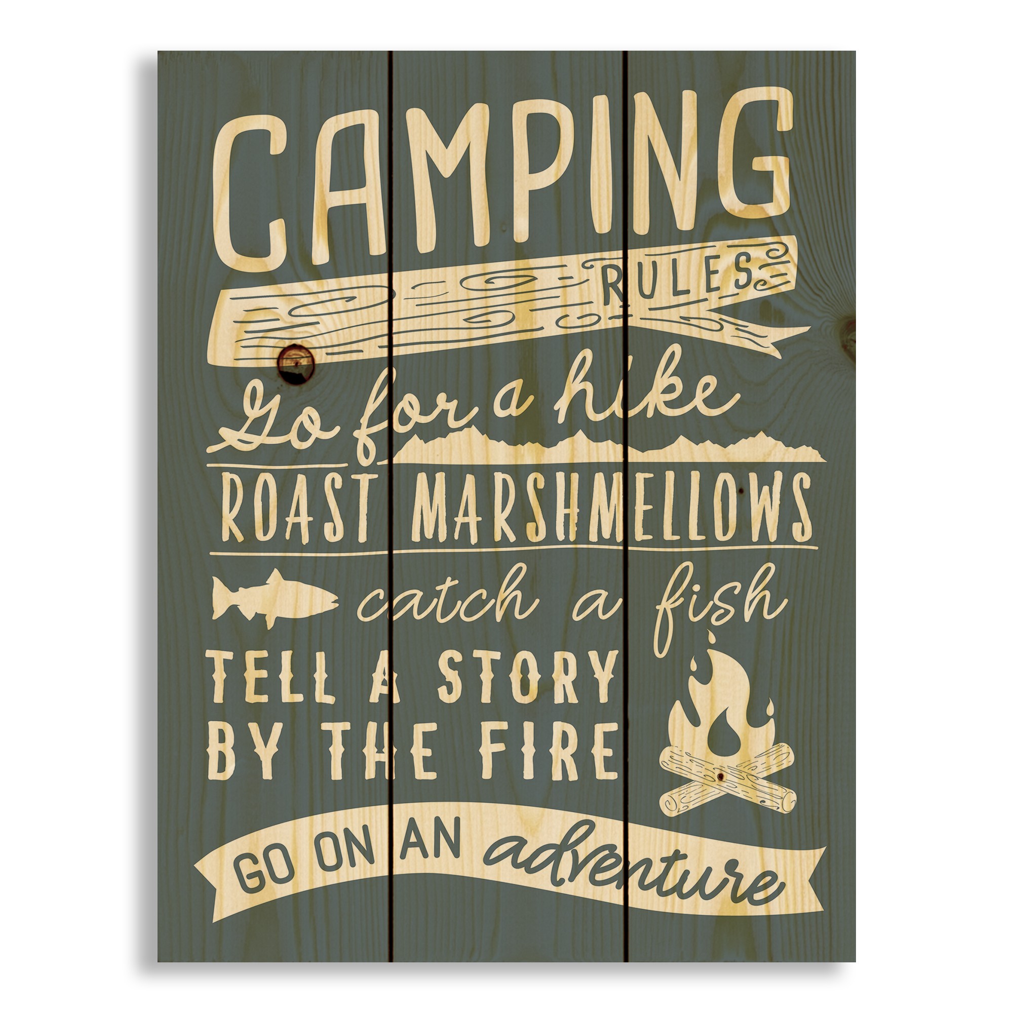 Camping Rules 10.5x14 Pallet Wood Art