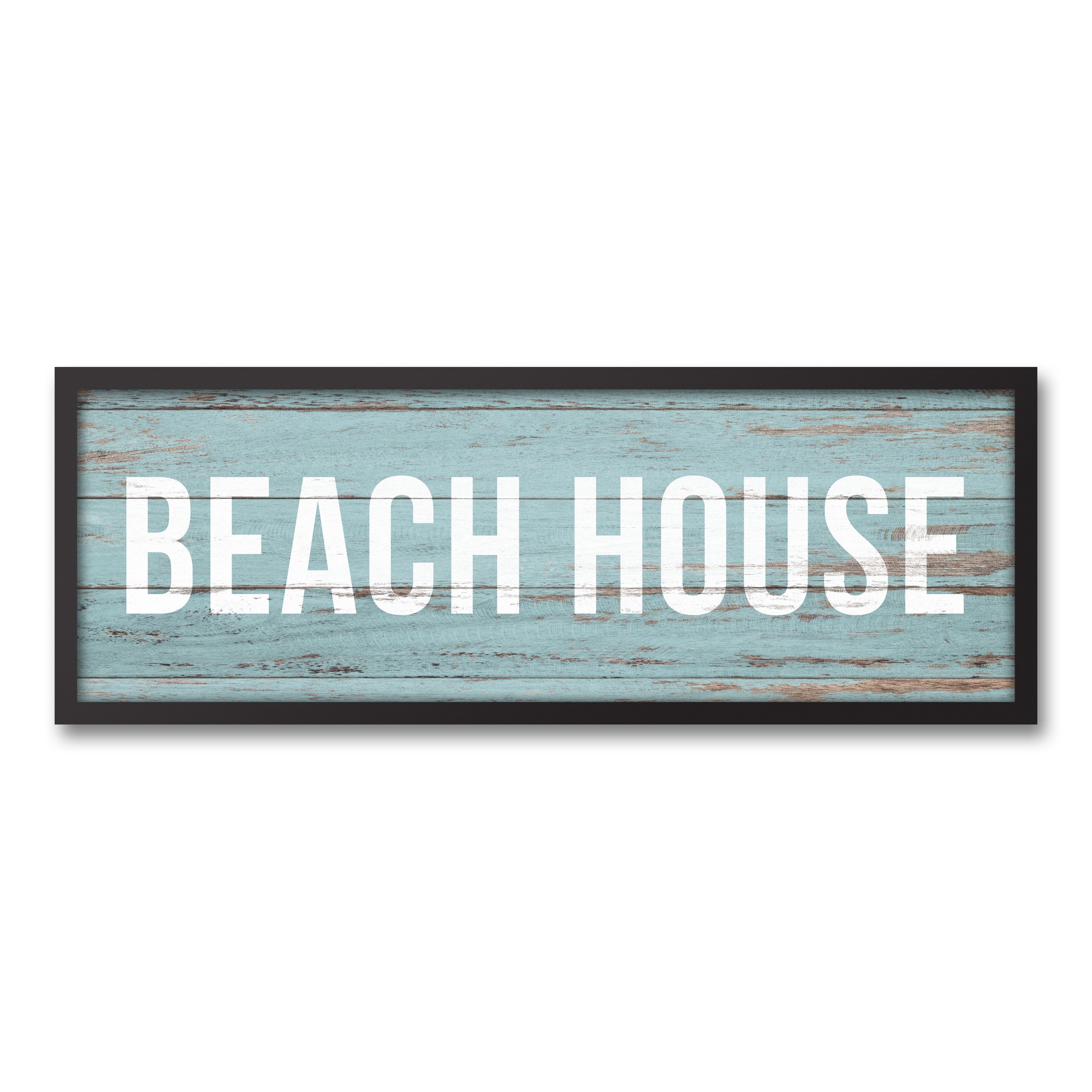 Beach House 12x36 Black Framed Canvas