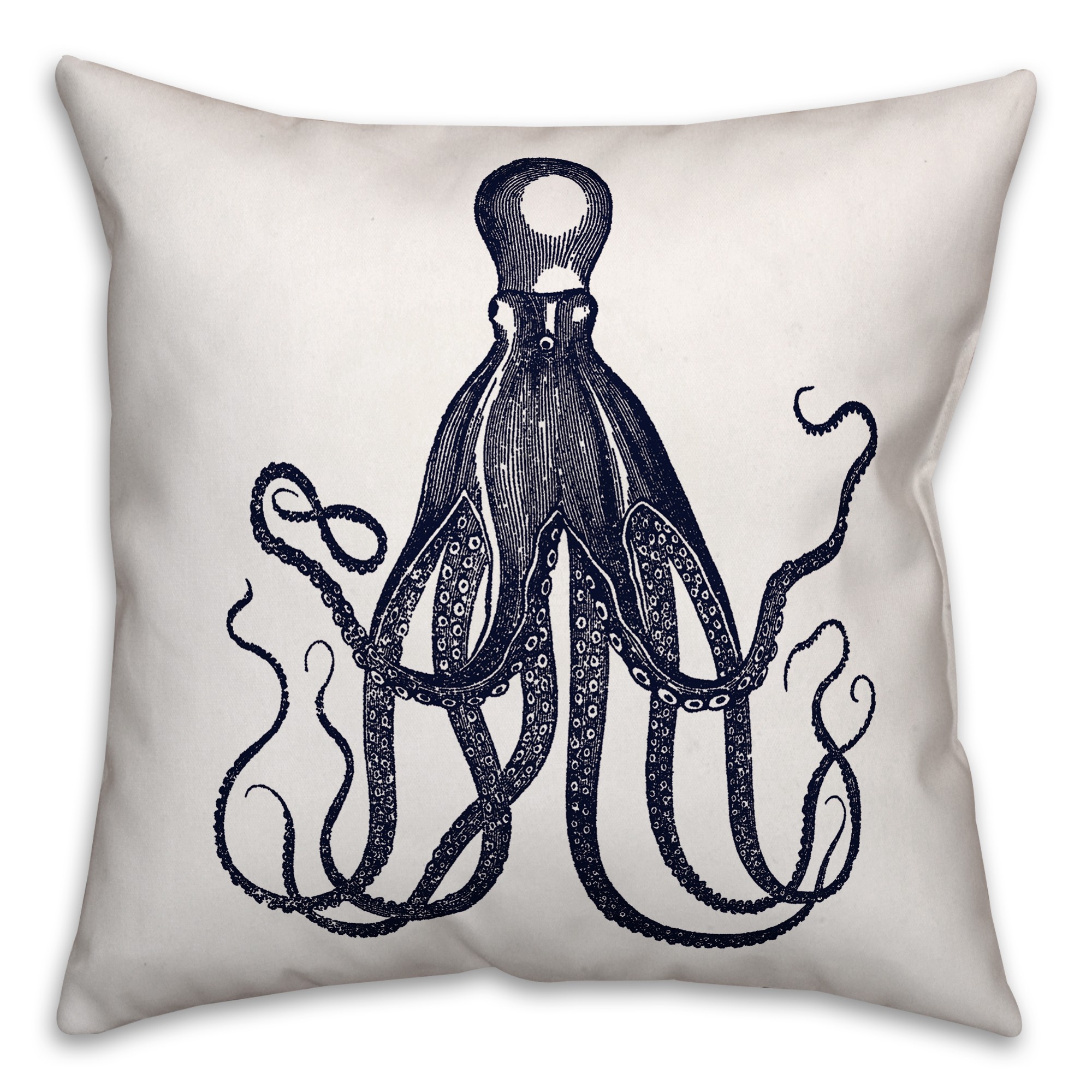 Inky Navy Octopus 18x18 Spun Poly Pillow